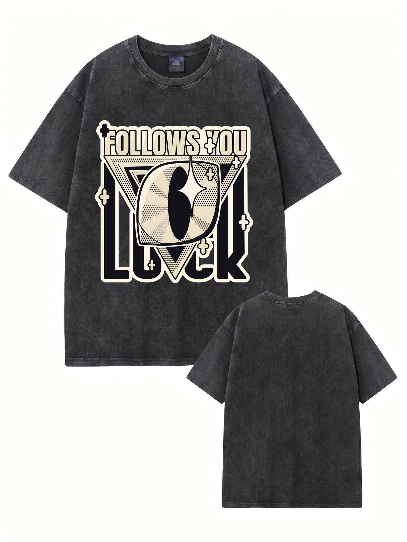 Vintage Washed Oversized T-Shirt - 'Follows You' Graphic Print