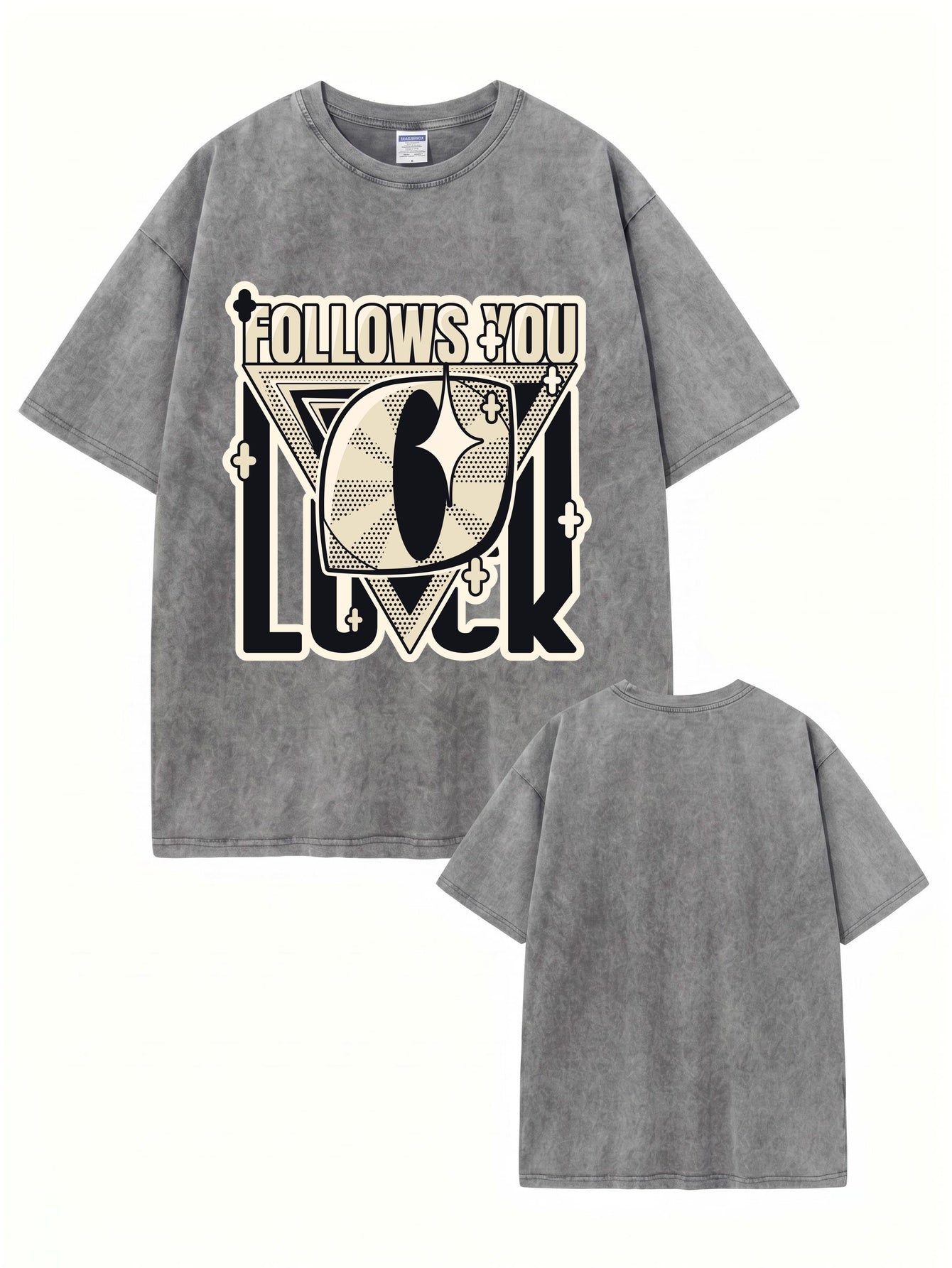 Vintage Washed Oversized T-Shirt - 'Follows You' Graphic Print