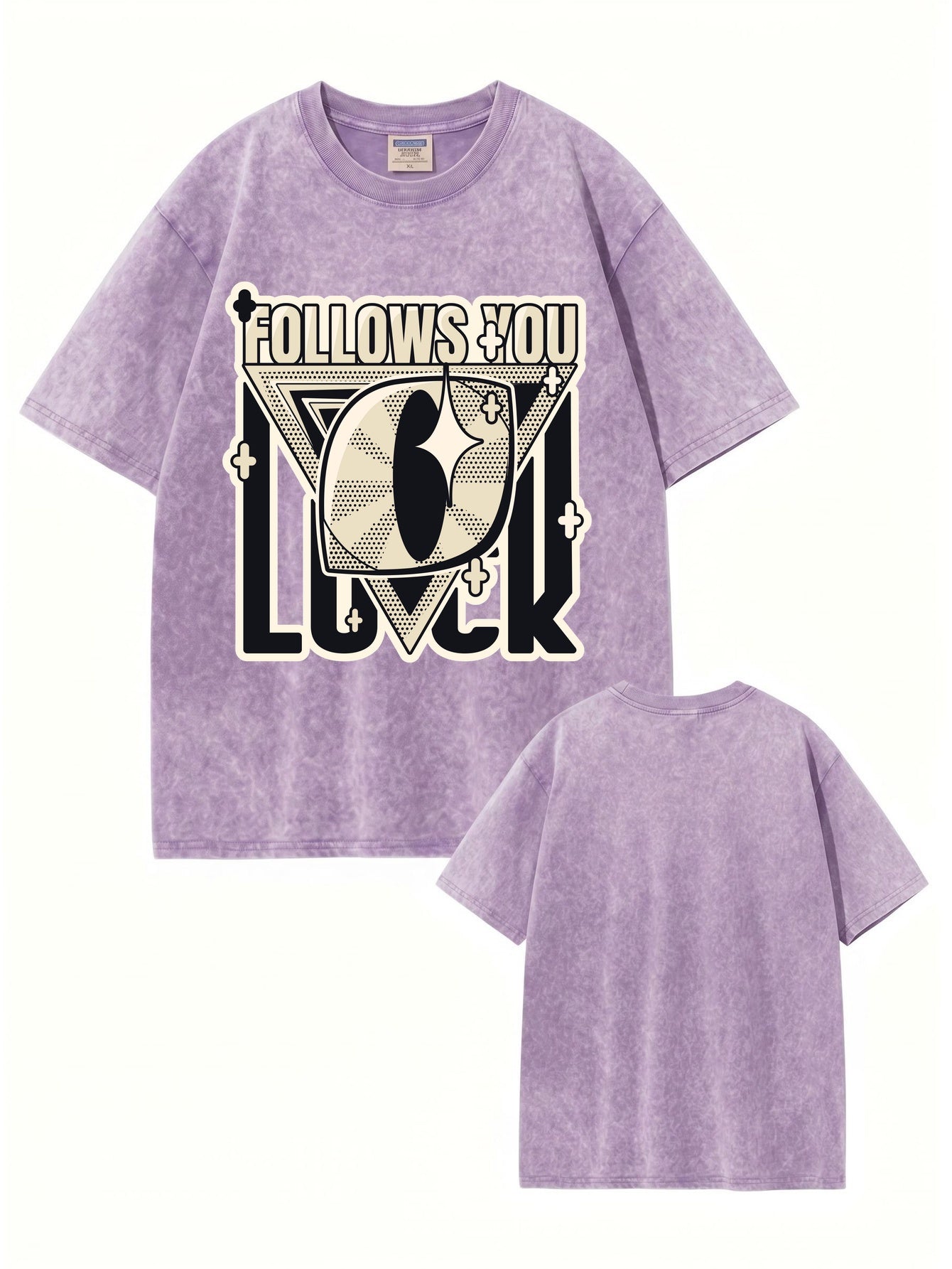 Vintage Washed Oversized T-Shirt - 'Follows You' Graphic Print