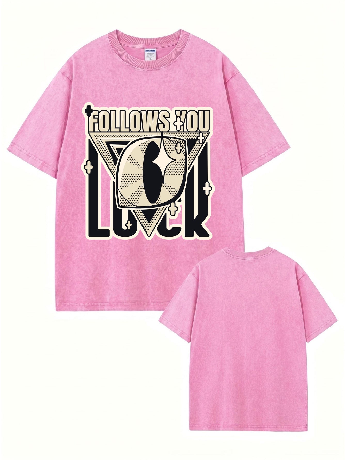 Vintage Washed Oversized T-Shirt - 'Follows You' Graphic Print