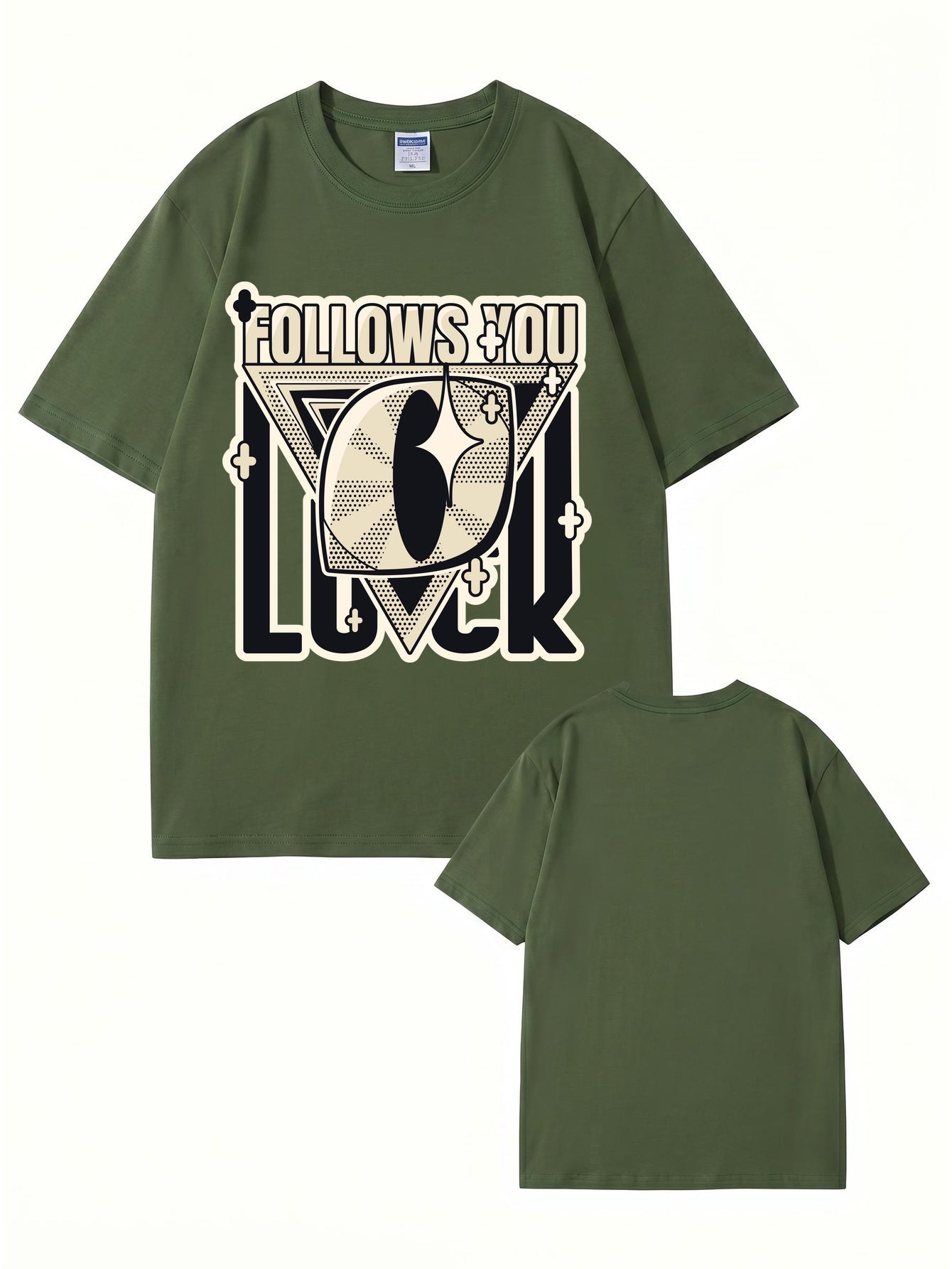 Follows You Luck Graphic Print Oversized Cotton Streetwear T-Shirt