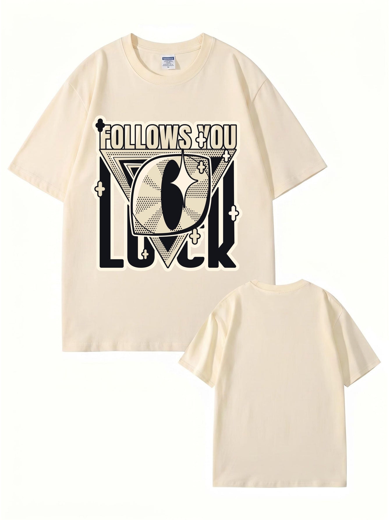 Follows You Luck Graphic Print Oversized Cotton Streetwear T-Shirt