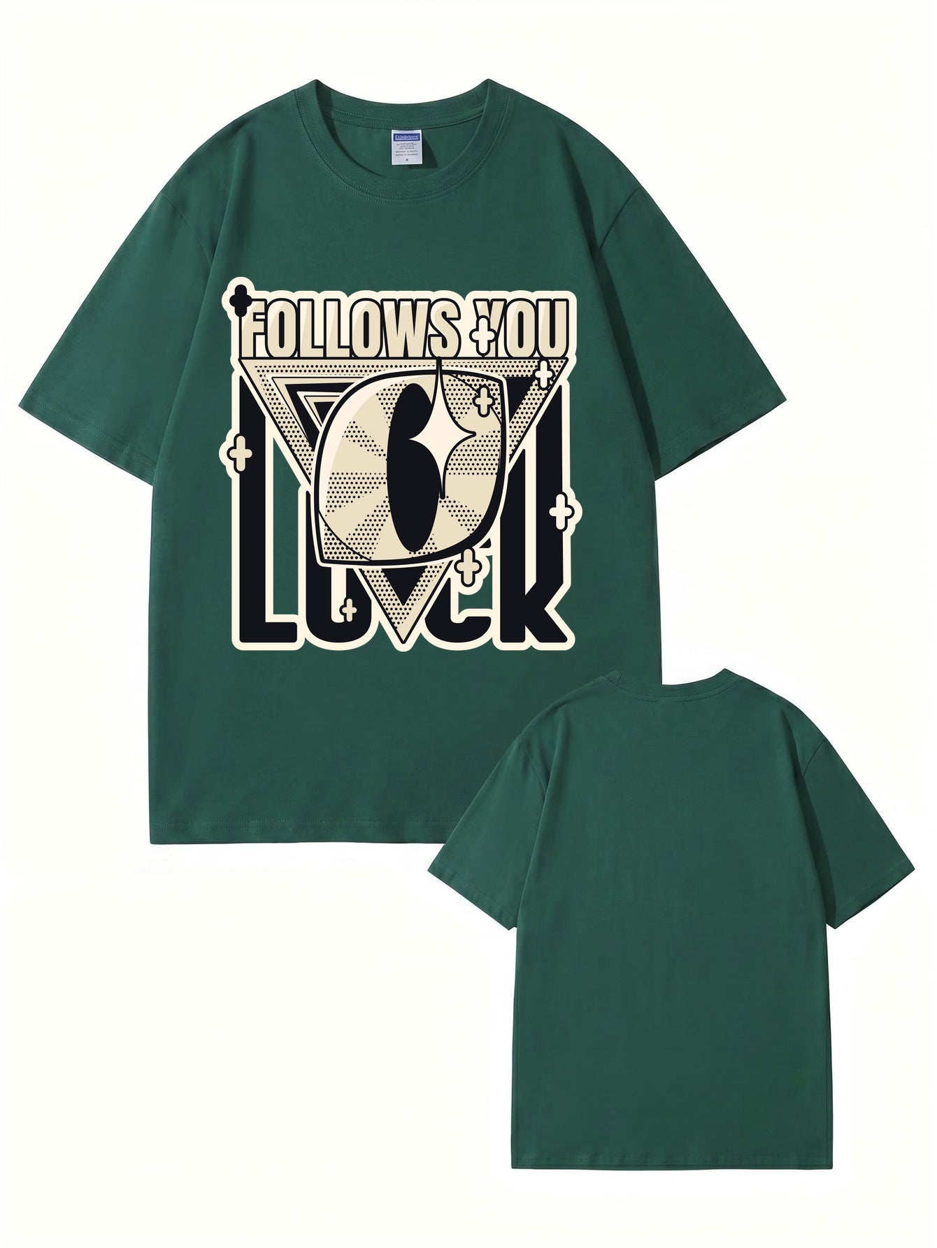 Follows You Luck Graphic Print Oversized Cotton Streetwear T-Shirt