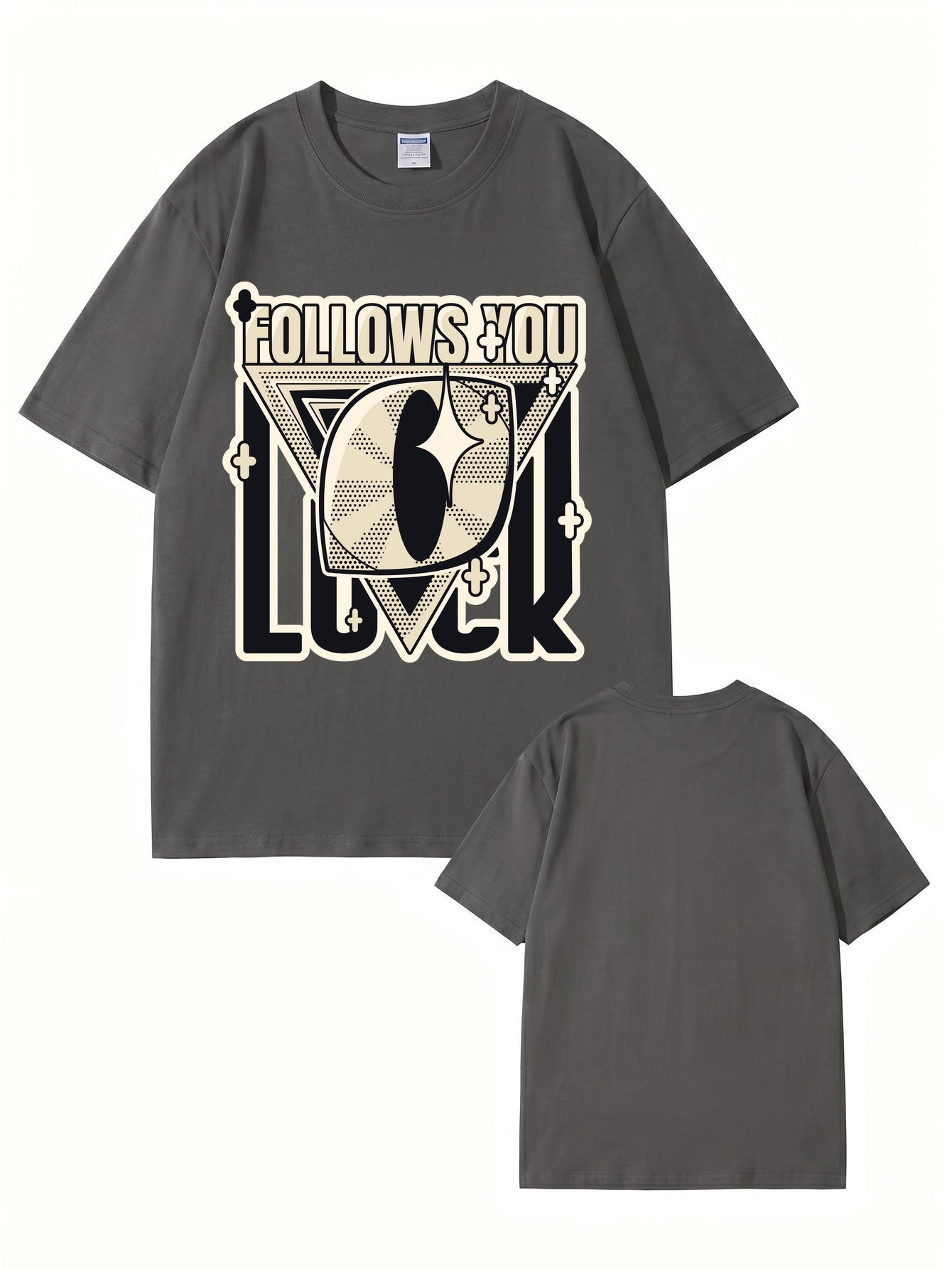 Follows You Luck Graphic Print Oversized Cotton Streetwear T-Shirt