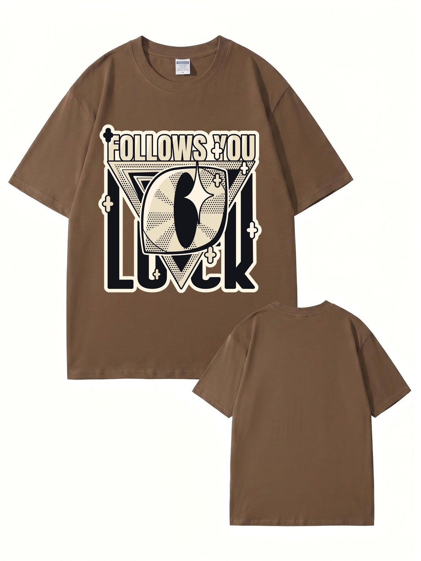 Follows You Luck Graphic Print Oversized Cotton Streetwear T-Shirt