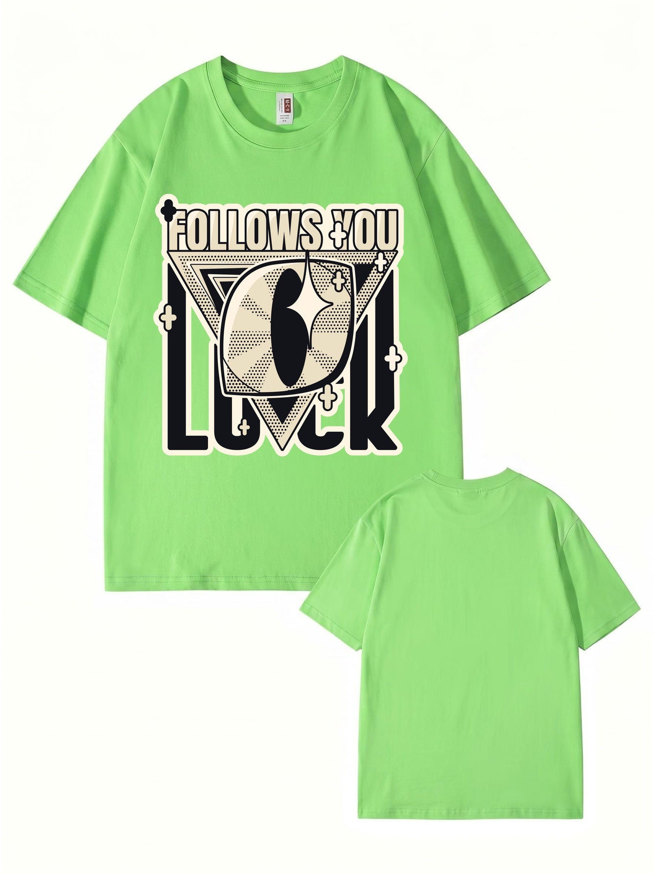 Follows You Luck Graphic Print Oversized Cotton Streetwear T-Shirt