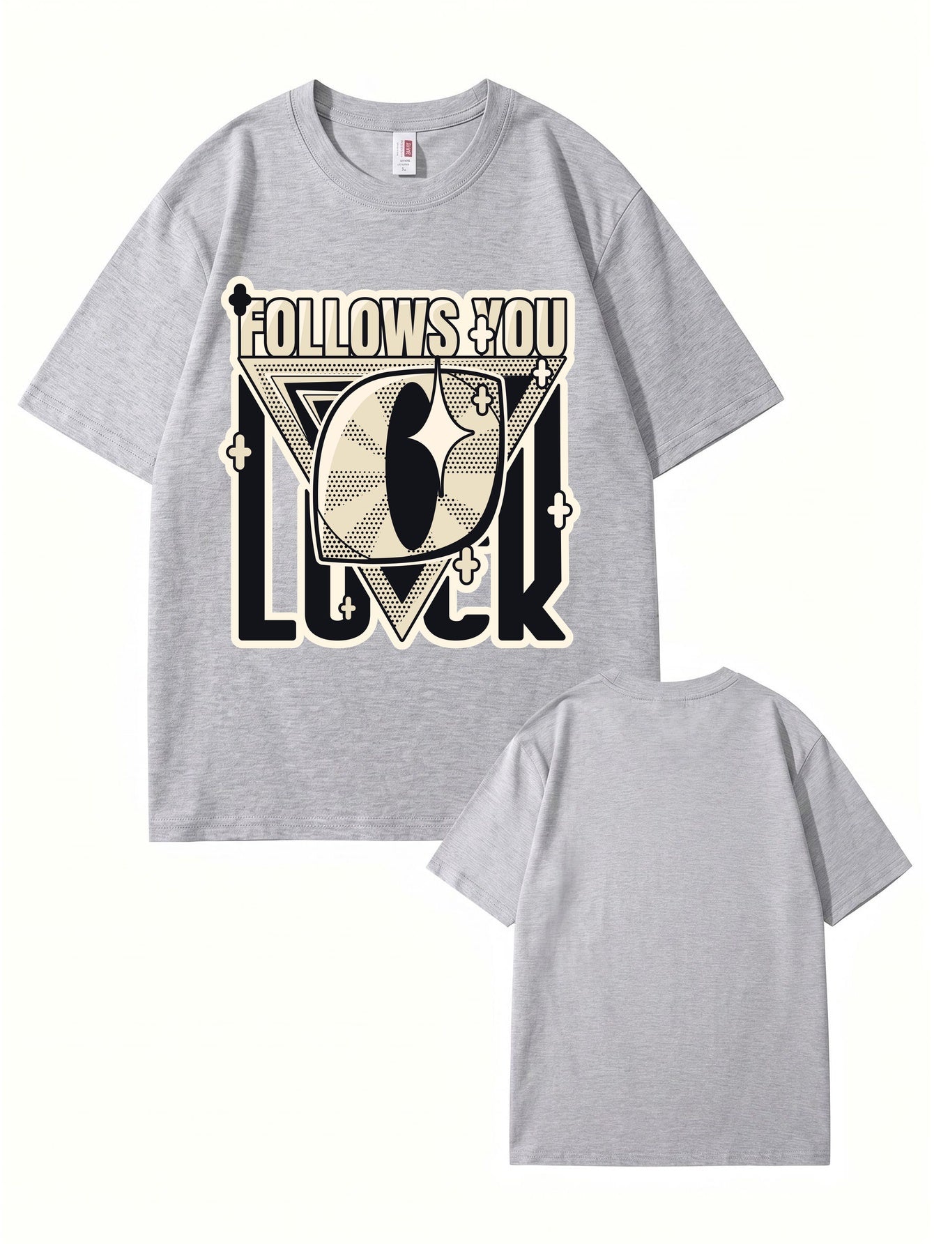 Follows You Luck Graphic Print Oversized Cotton Streetwear T-Shirt