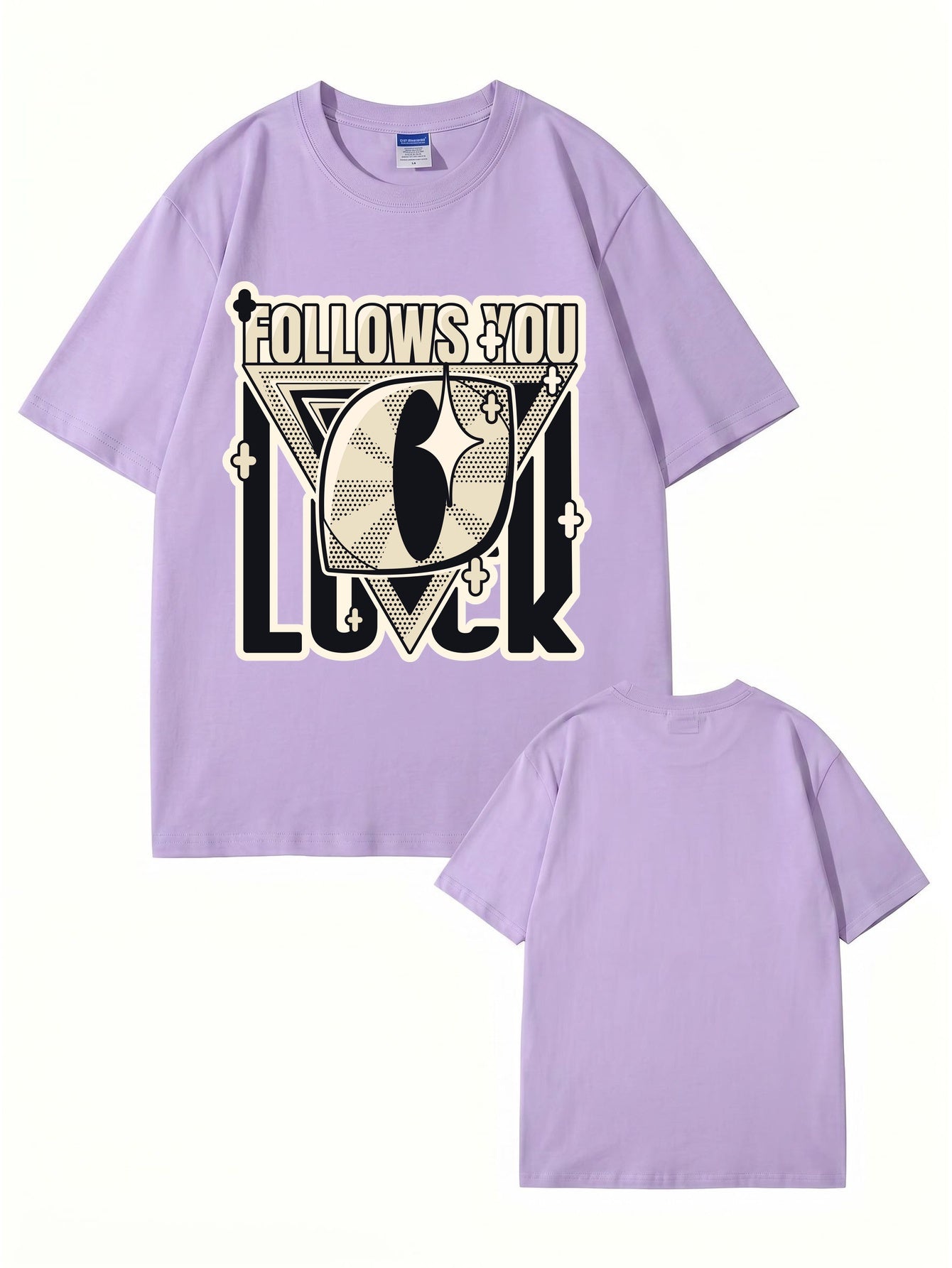 Follows You Luck Graphic Print Oversized Cotton Streetwear T-Shirt