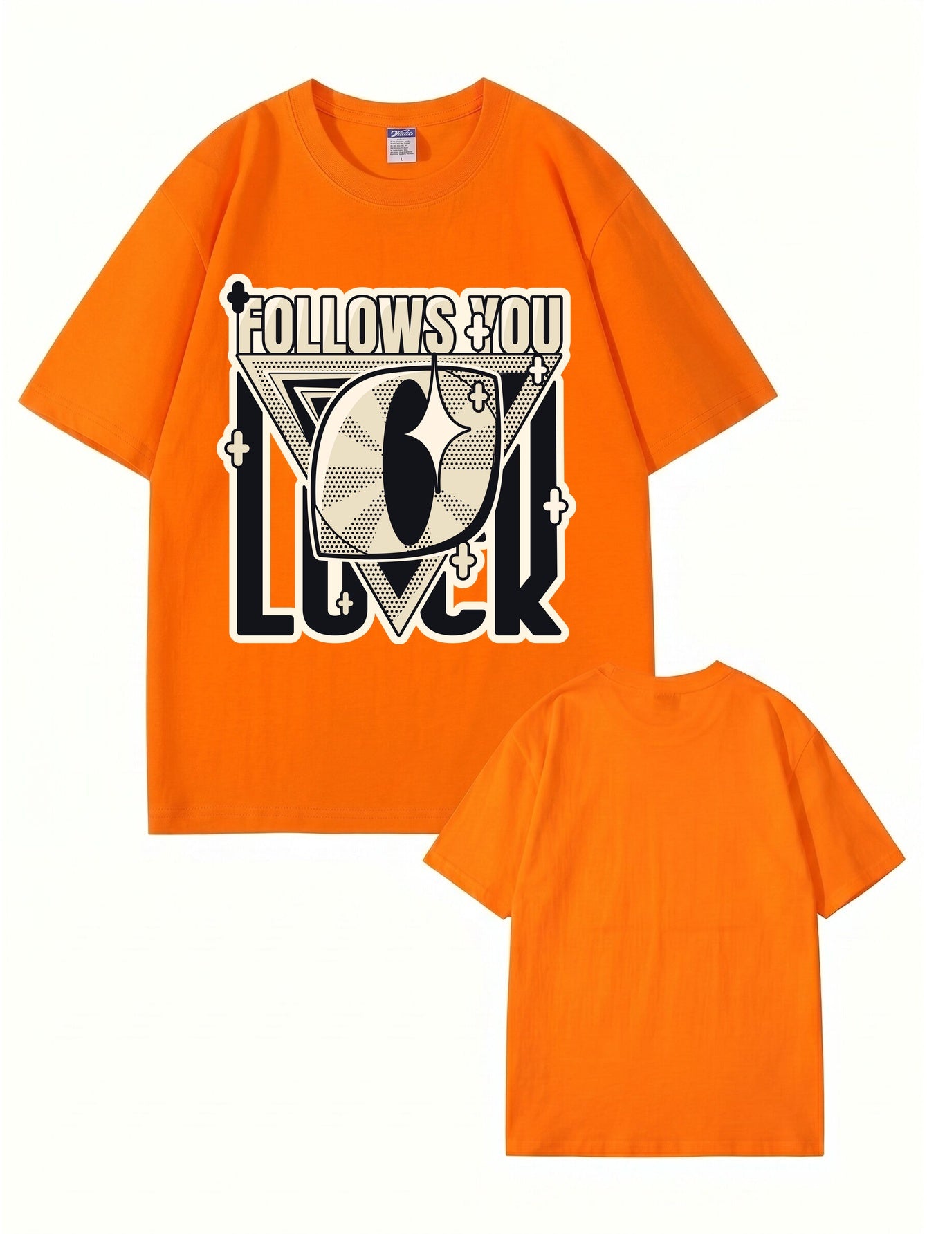 Follows You Luck Graphic Print Oversized Cotton Streetwear T-Shirt