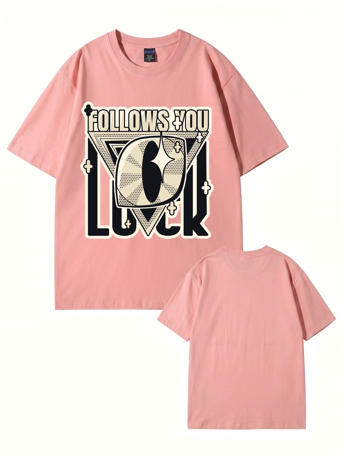Follows You Luck Graphic Print Oversized Cotton Streetwear T-Shirt