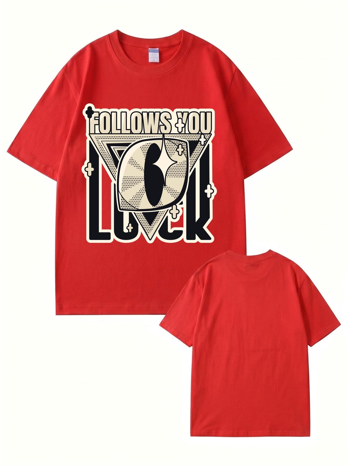 Follows You Luck Graphic Print Oversized Cotton Streetwear T-Shirt