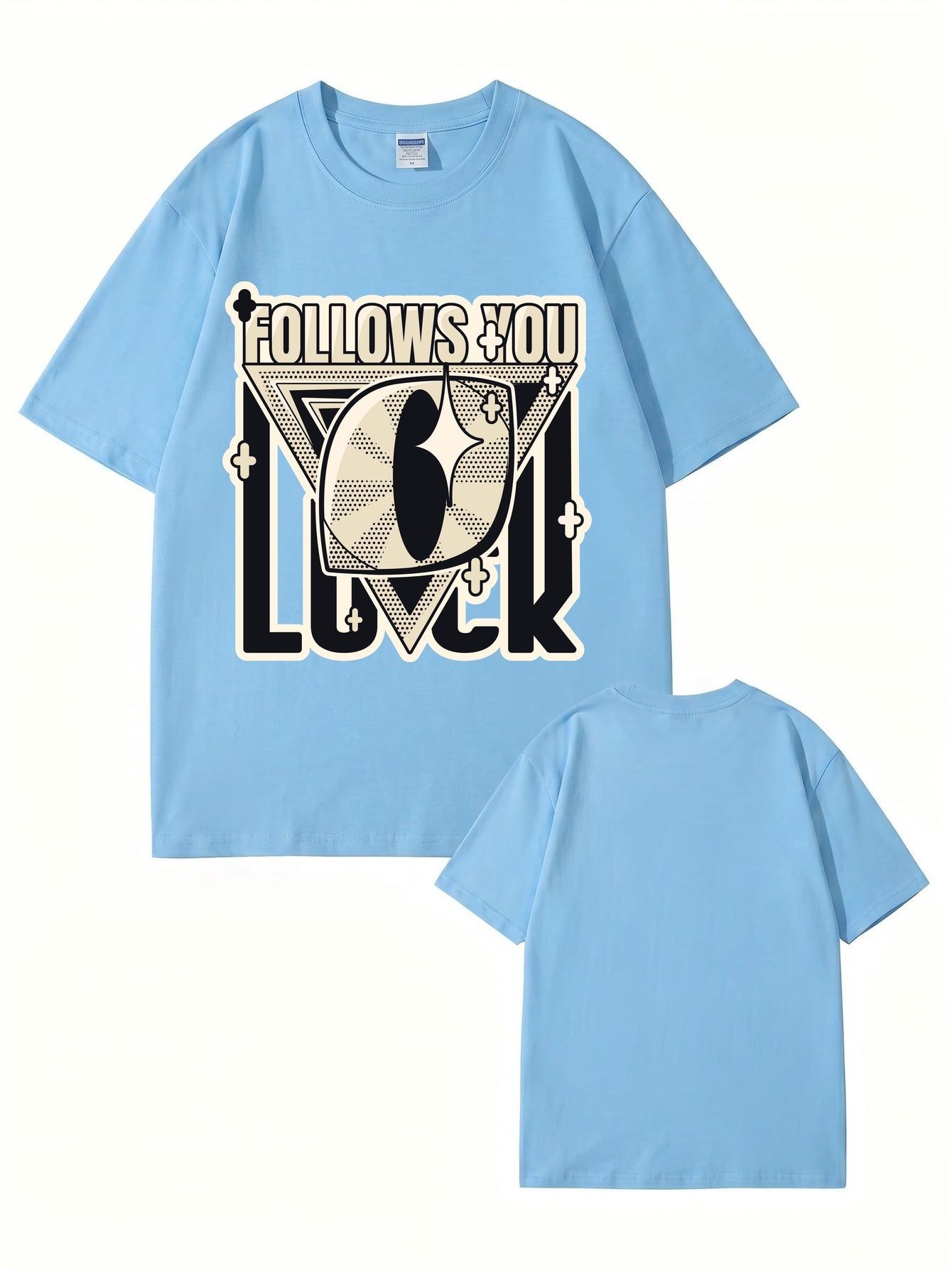 Follows You Luck Graphic Print Oversized Cotton Streetwear T-Shirt