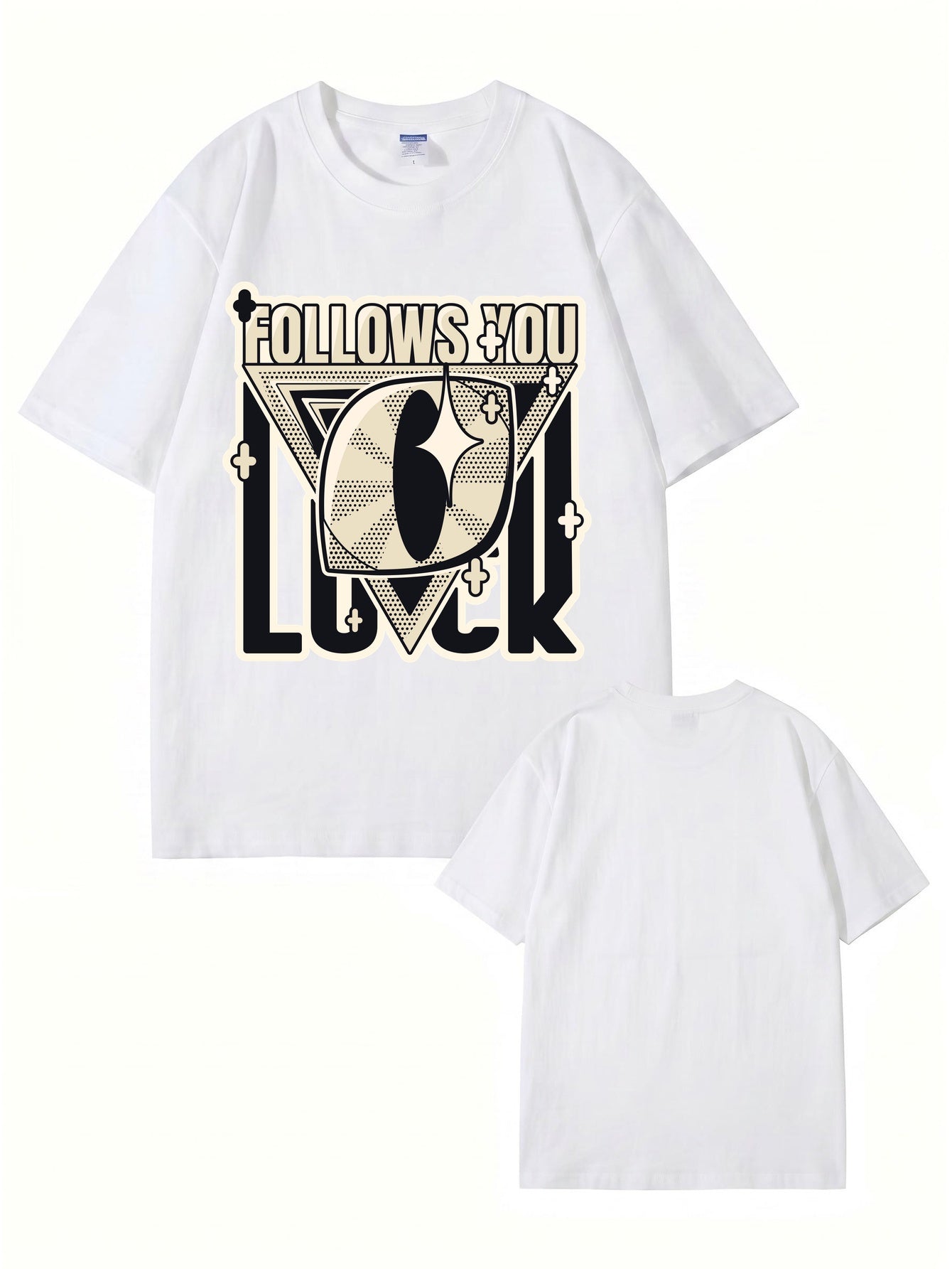 Follows You Luck Graphic Print Oversized Cotton Streetwear T-Shirt