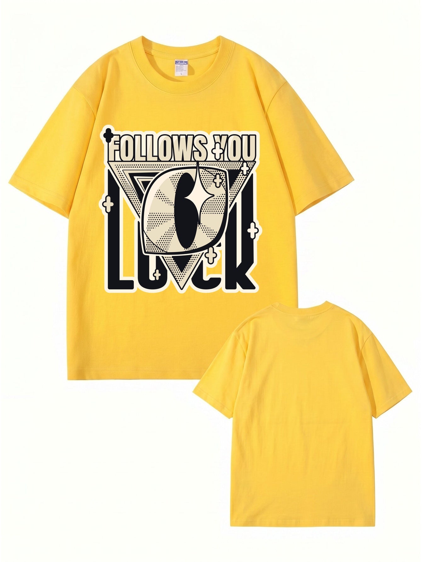 Follows You Luck Graphic Print Oversized Cotton Streetwear T-Shirt