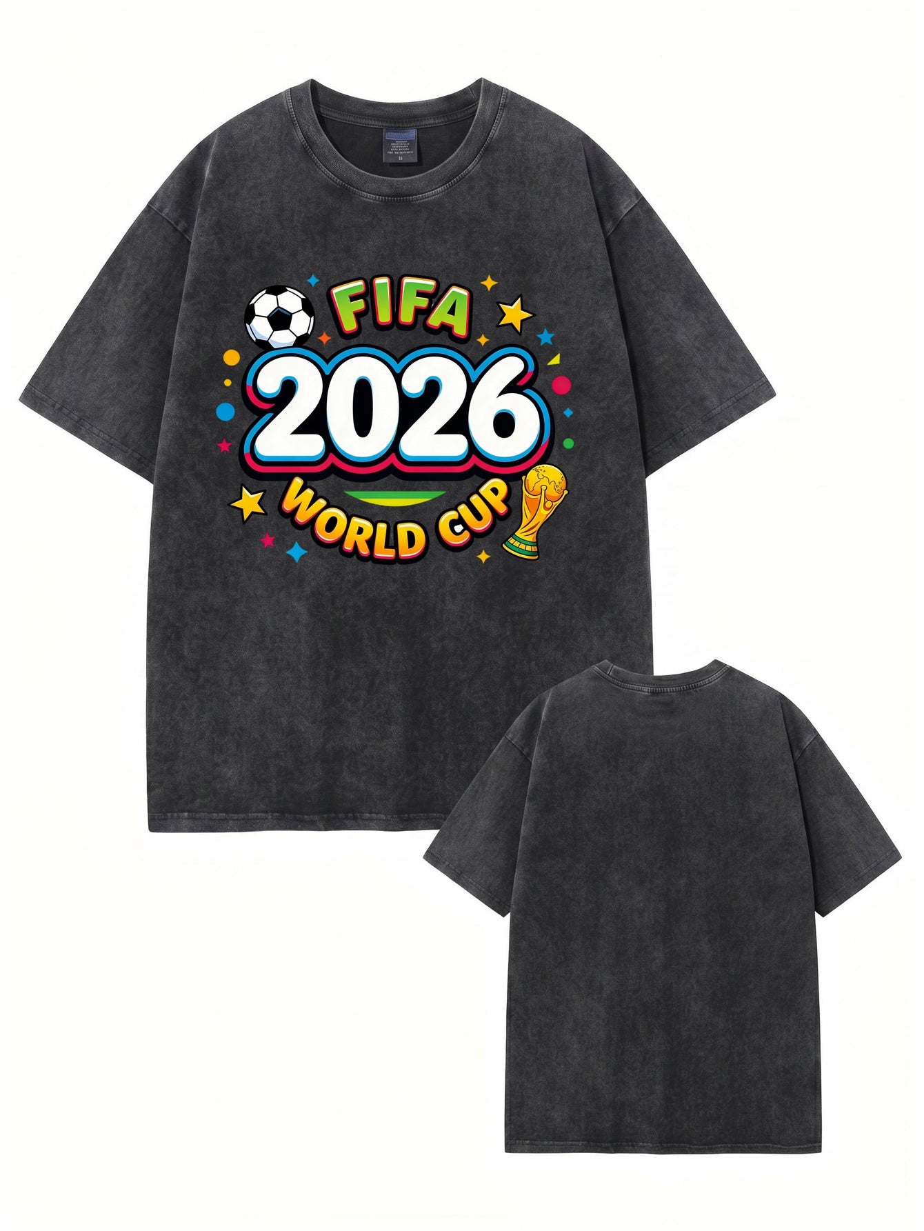 2026 FIFA World Cup Graphic T-Shirt - Vintage Washed Heavyweight Cotton Tee