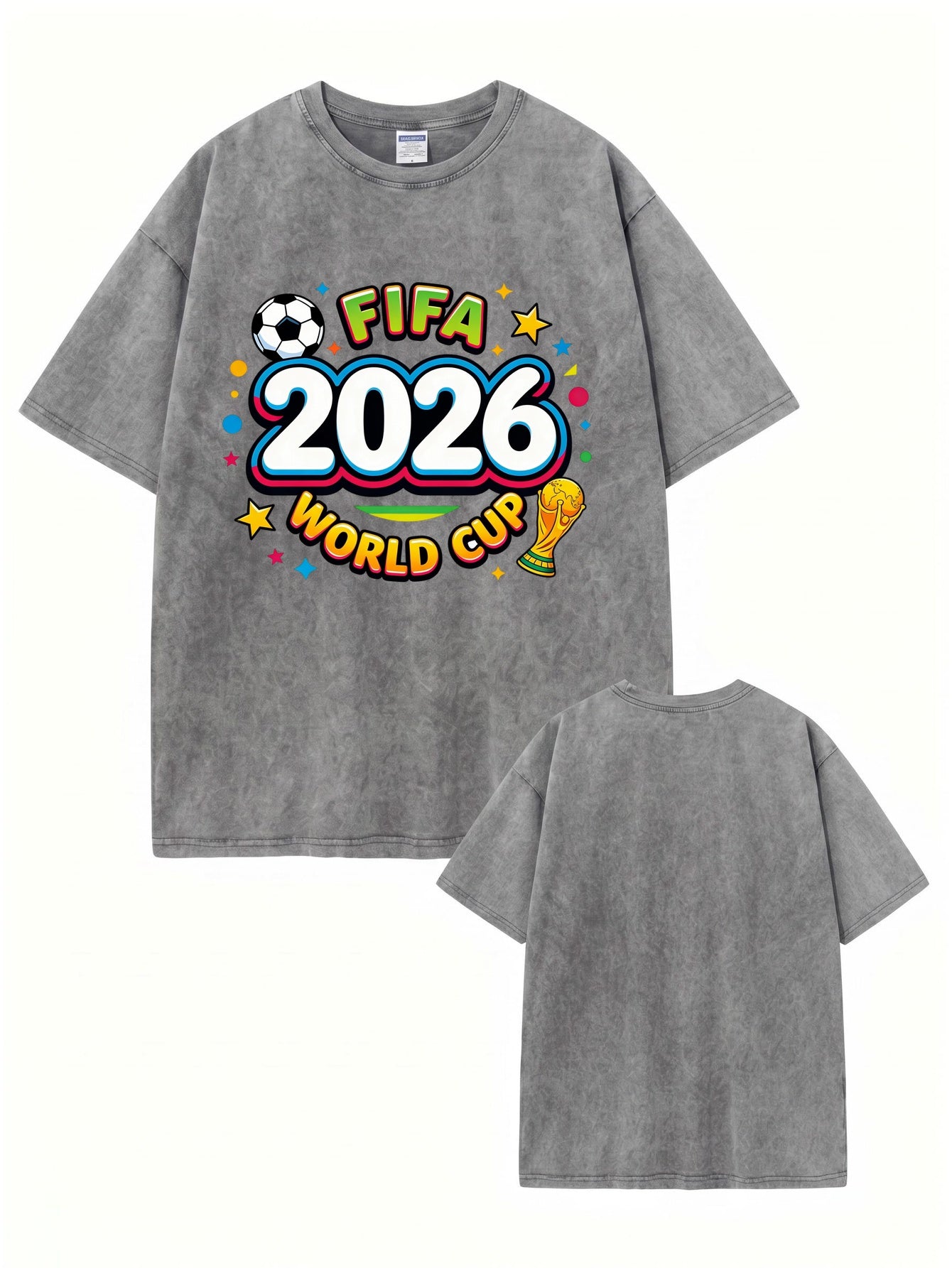 2026 FIFA World Cup Graphic T-Shirt - Vintage Washed Heavyweight Cotton Tee