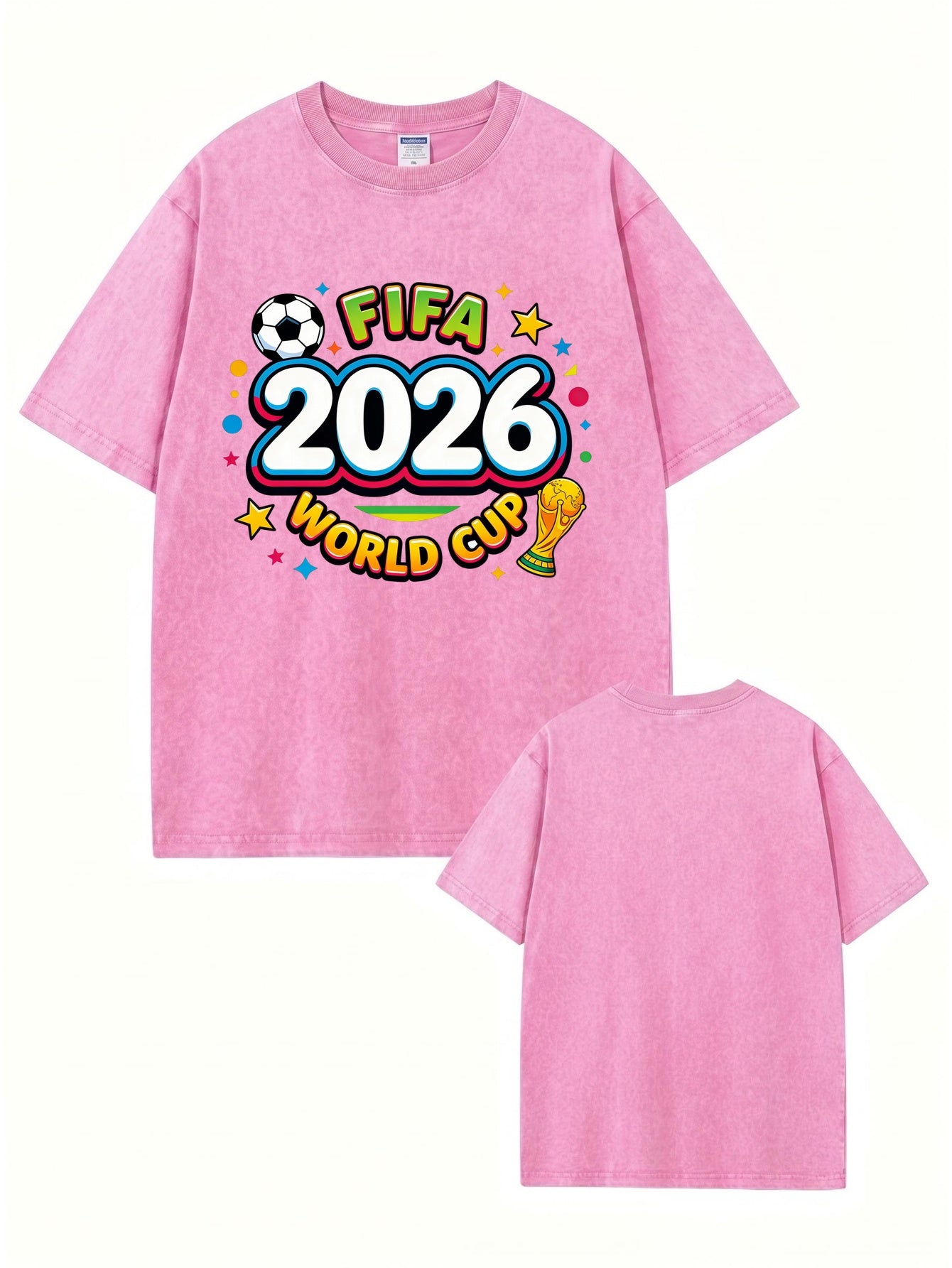 2026 FIFA World Cup Graphic T-Shirt - Vintage Washed Heavyweight Cotton Tee