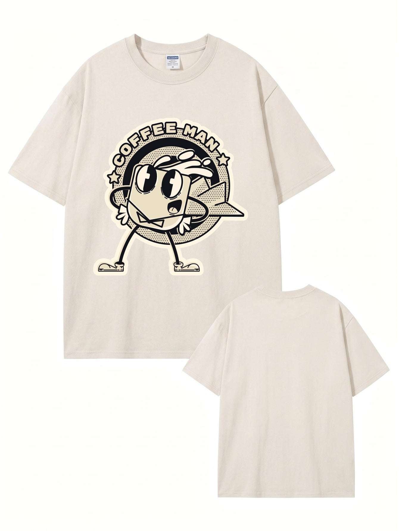 Vintage Washed Coffee Man Graphic T-Shirt - Premium 300gsm Cotton