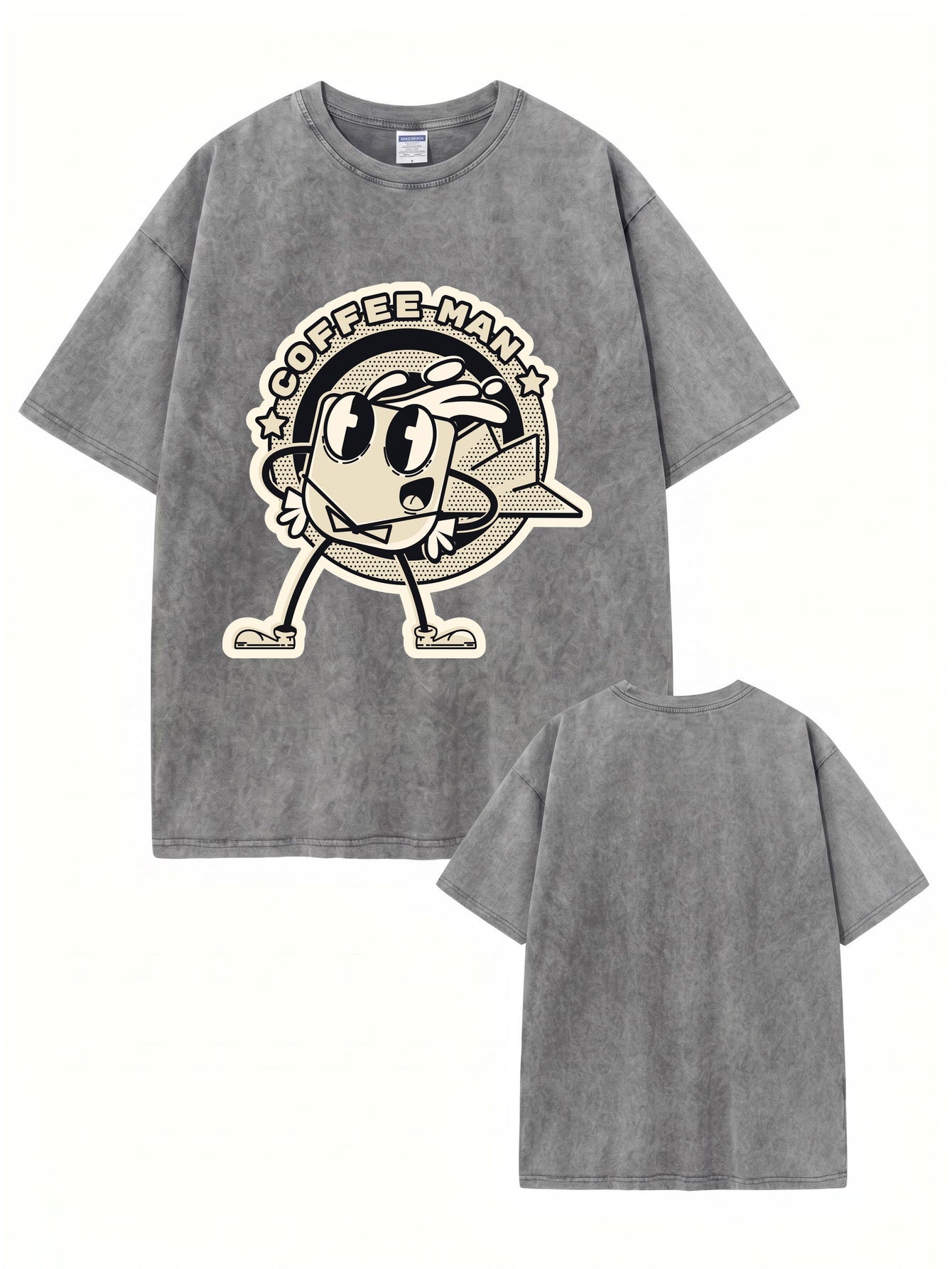 Vintage Washed Coffee Man Graphic T-Shirt - Premium 300gsm Cotton