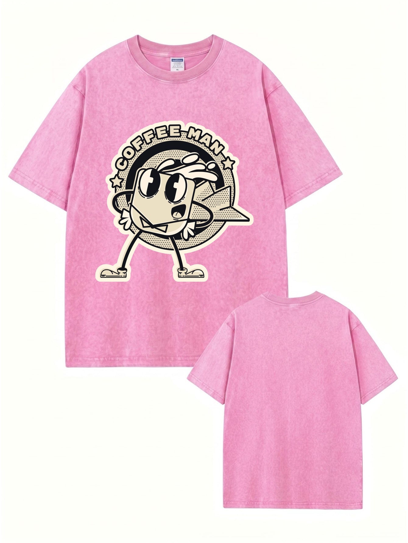 Vintage Washed Coffee Man Graphic T-Shirt - Premium 300gsm Cotton