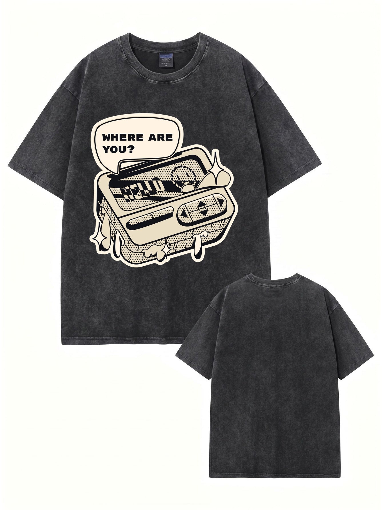 Retro Gamer Graphic Tee - 'Where Are You?' Vintage Washed Cotton T-Shirt