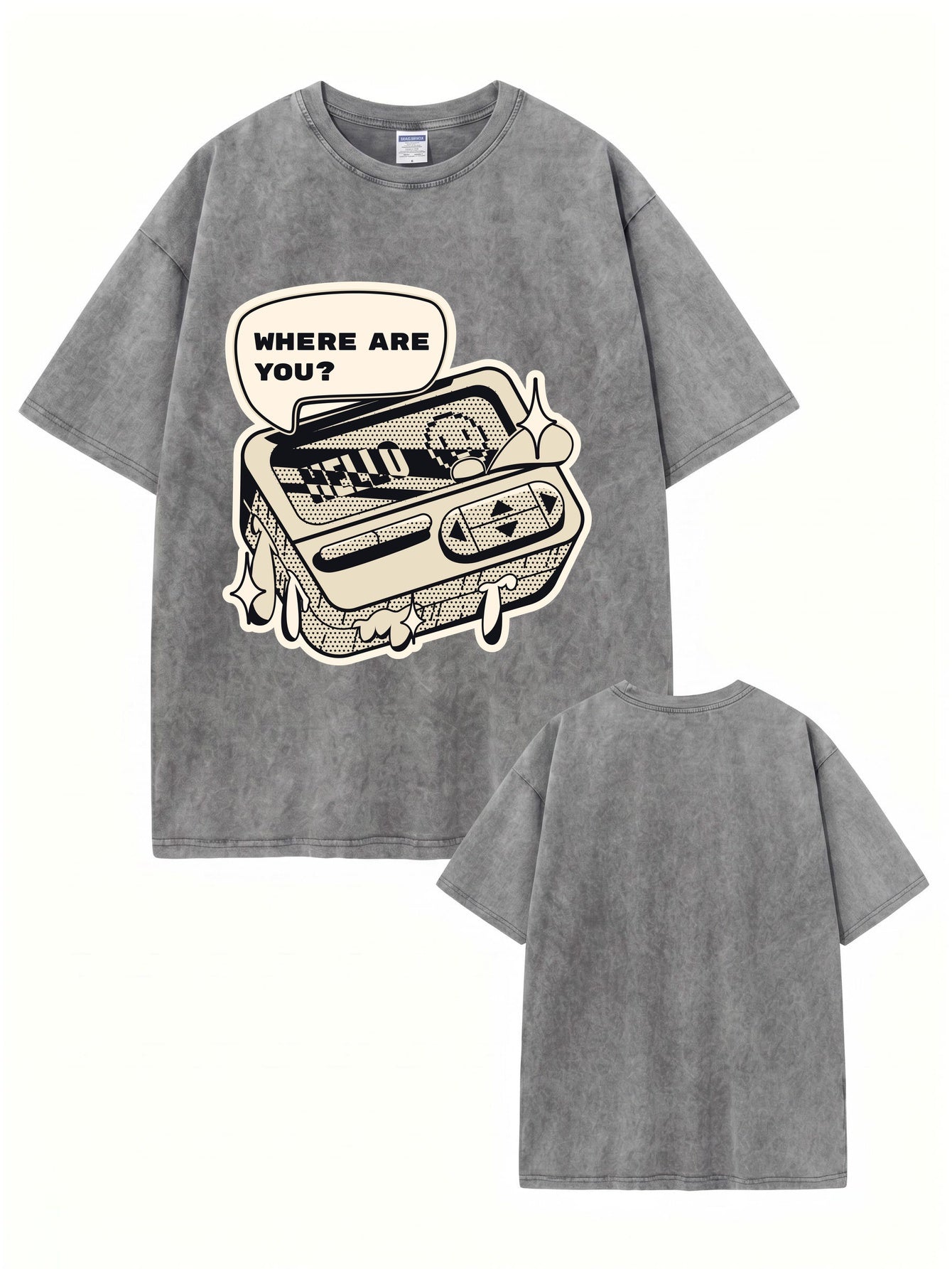 Retro Gamer Graphic Tee - 'Where Are You?' Vintage Washed Cotton T-Shirt