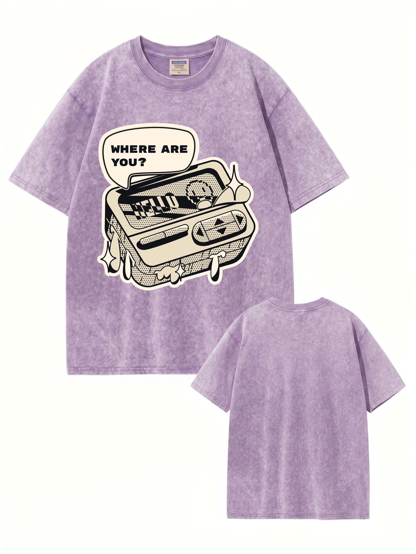 Retro Gamer Graphic Tee - 'Where Are You?' Vintage Washed Cotton T-Shirt