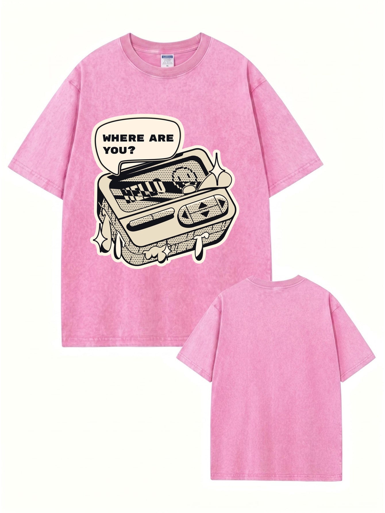 Retro Gamer Graphic Tee - 'Where Are You?' Vintage Washed Cotton T-Shirt
