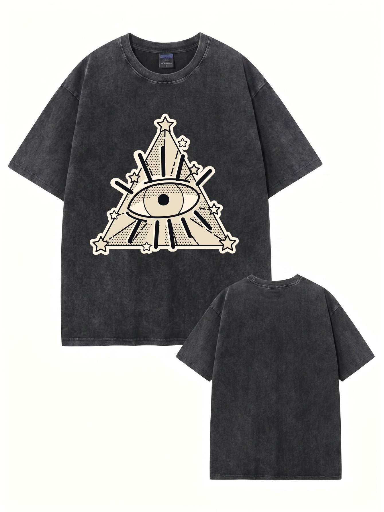 Vintage Washed All-Seeing Eye Graphic T-Shirt - Premium 300GSM Cotton