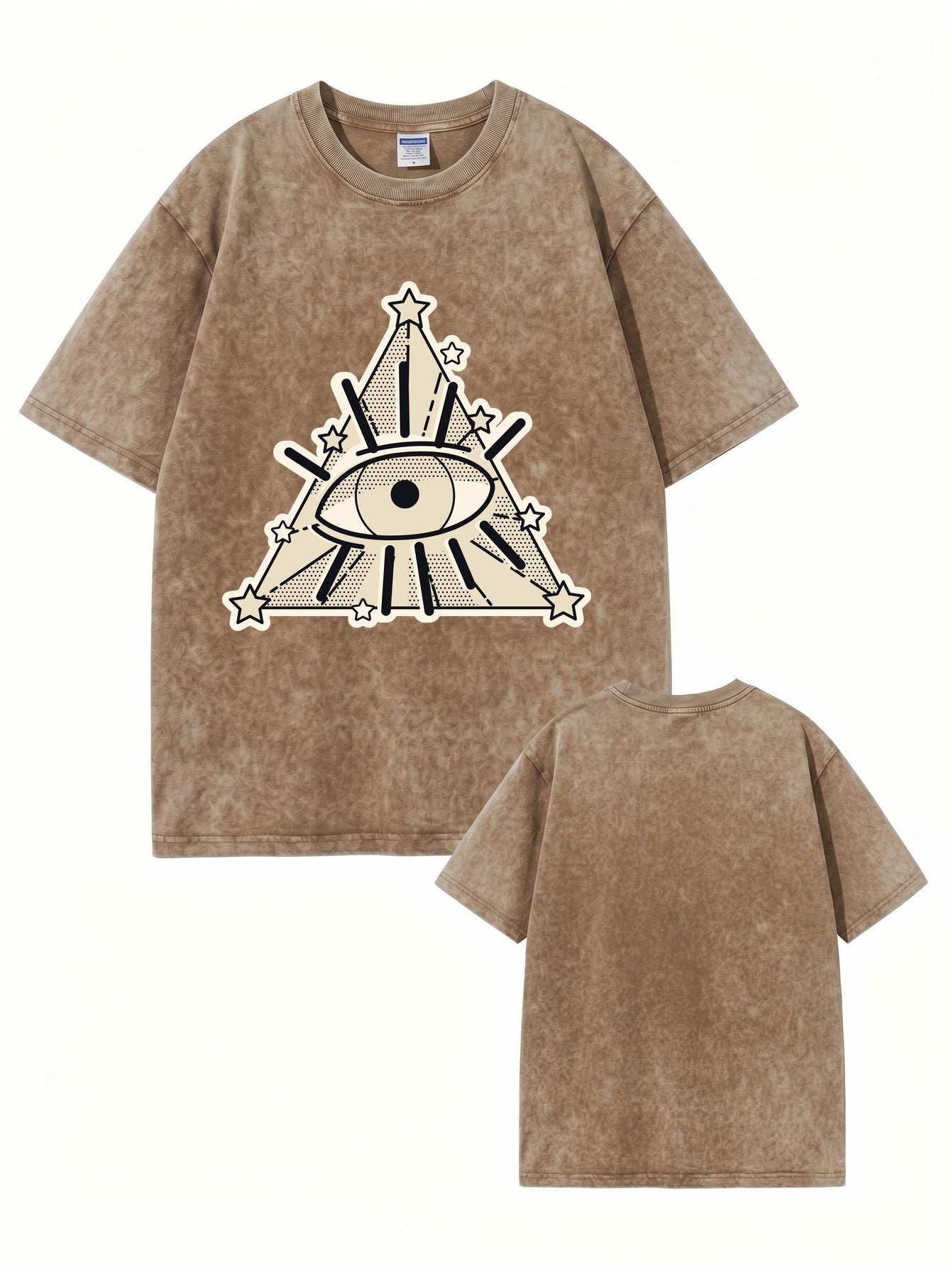 Vintage Washed All-Seeing Eye Graphic T-Shirt - Premium 300GSM Cotton