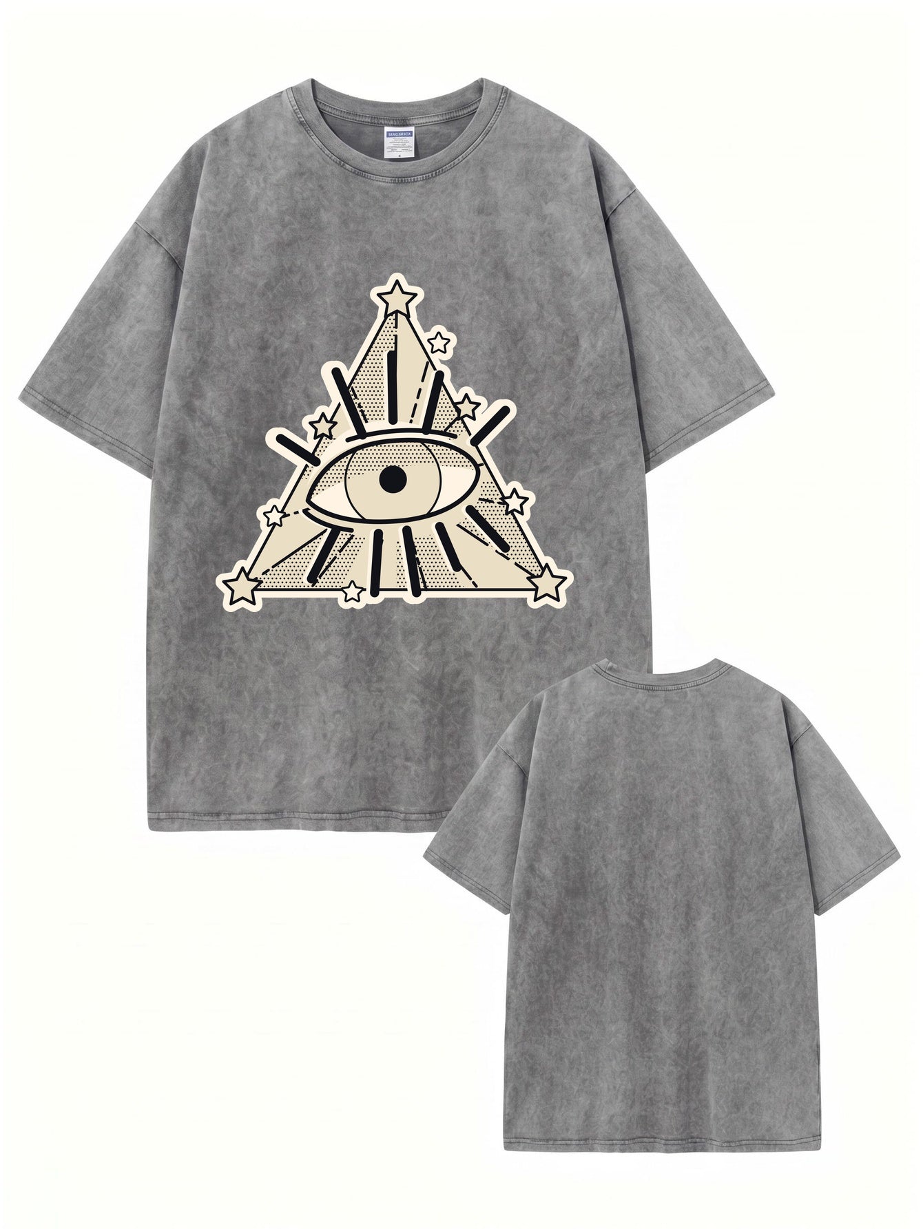Vintage Washed All-Seeing Eye Graphic T-Shirt - Premium 300GSM Cotton