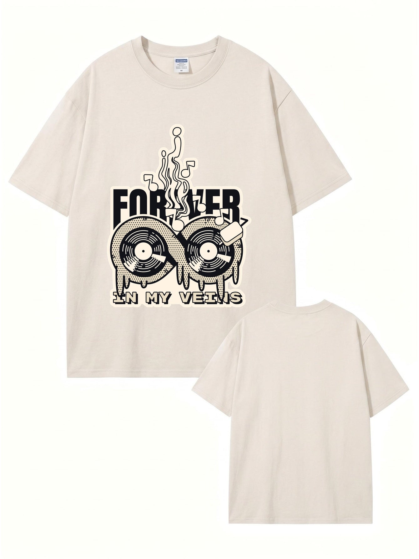 Forever In My Veins Vinyl Record Graphic Vintage Washed Cotton T-Shirt