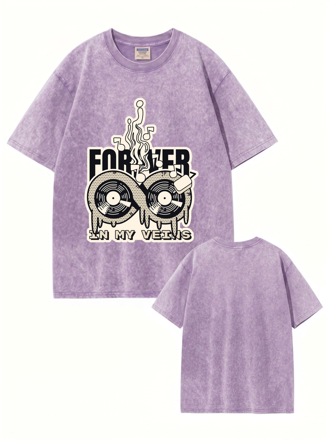 Forever In My Veins Vinyl Record Graphic Vintage Washed Cotton T-Shirt