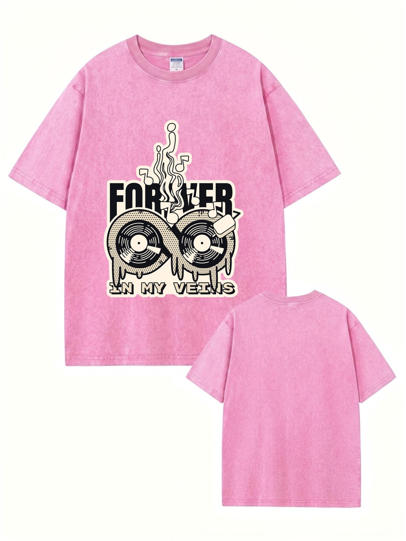 Forever In My Veins Vinyl Record Graphic Vintage Washed Cotton T-Shirt