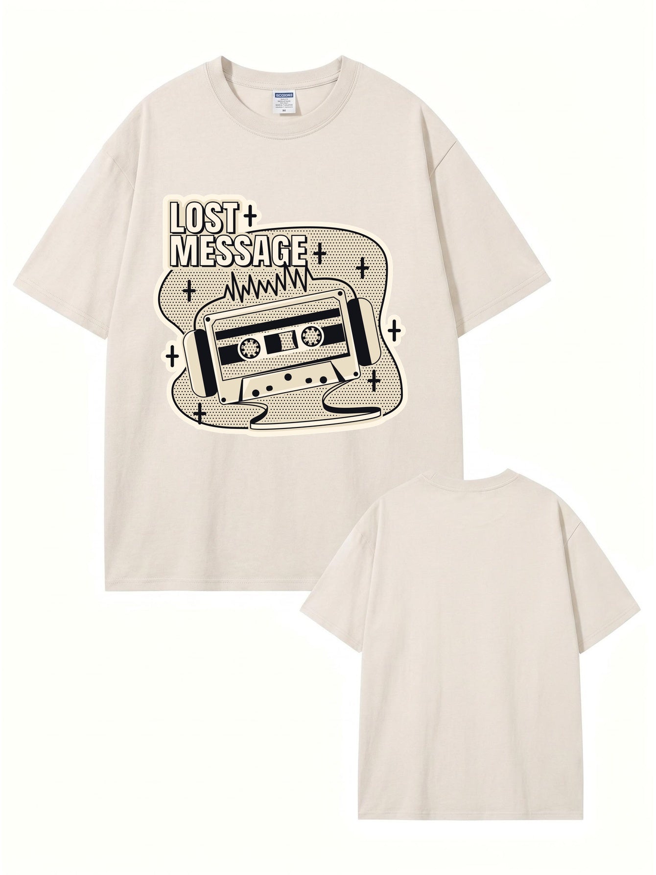 Lost Message Retro Cassette Graphic Washed Cotton T-Shirt