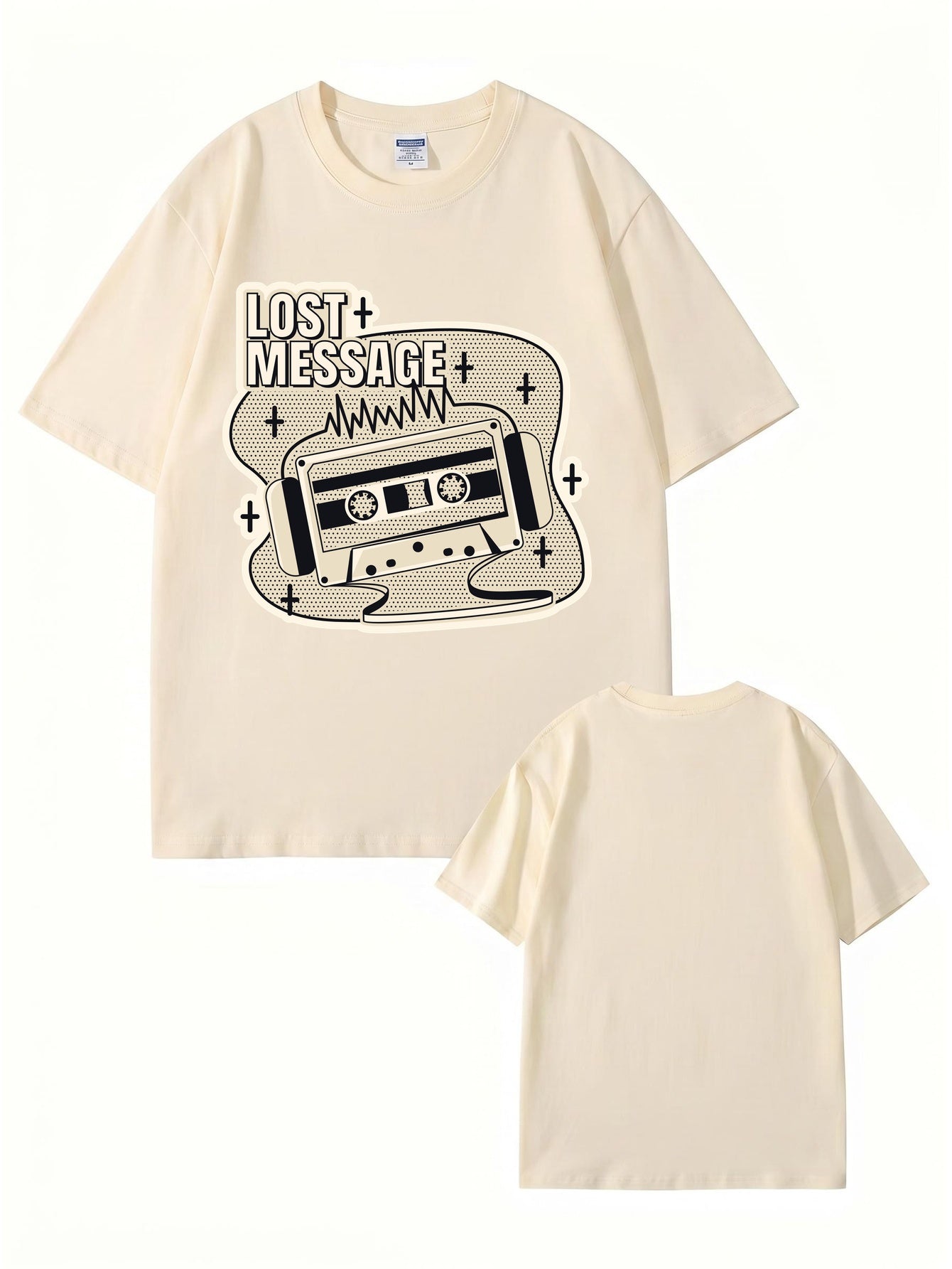 Lost Message Cassette Tape Graphic Print Unisex Oversized Cotton T-Shirt