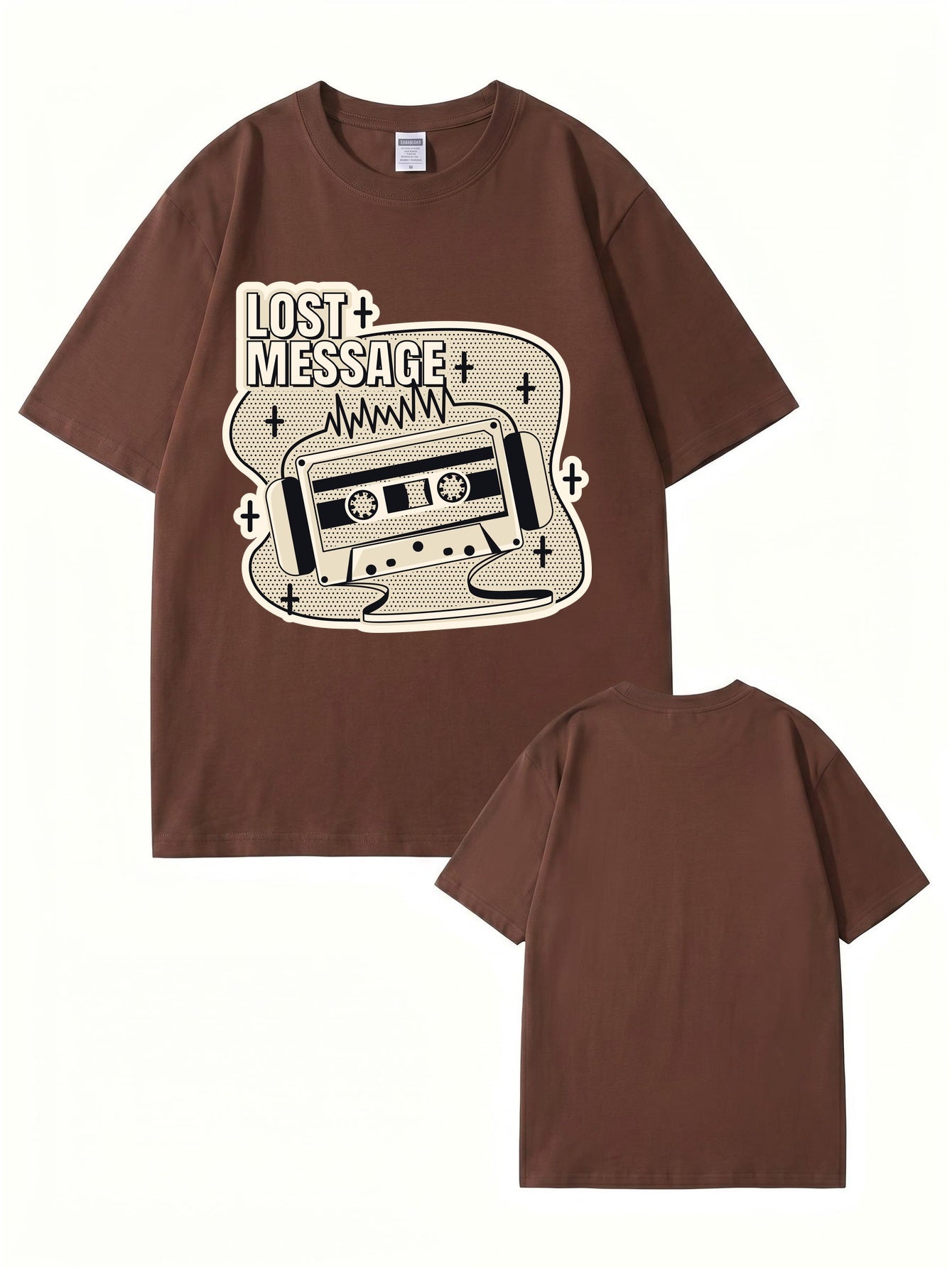 Lost Message Cassette Tape Graphic Print Unisex Oversized Cotton T-Shirt