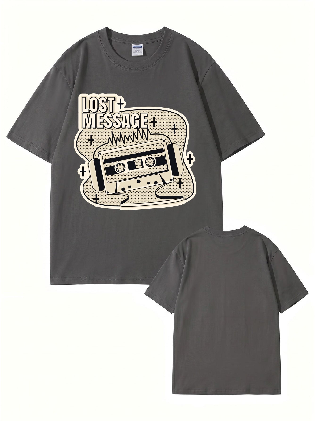 Lost Message Cassette Tape Graphic Print Unisex Oversized Cotton T-Shirt