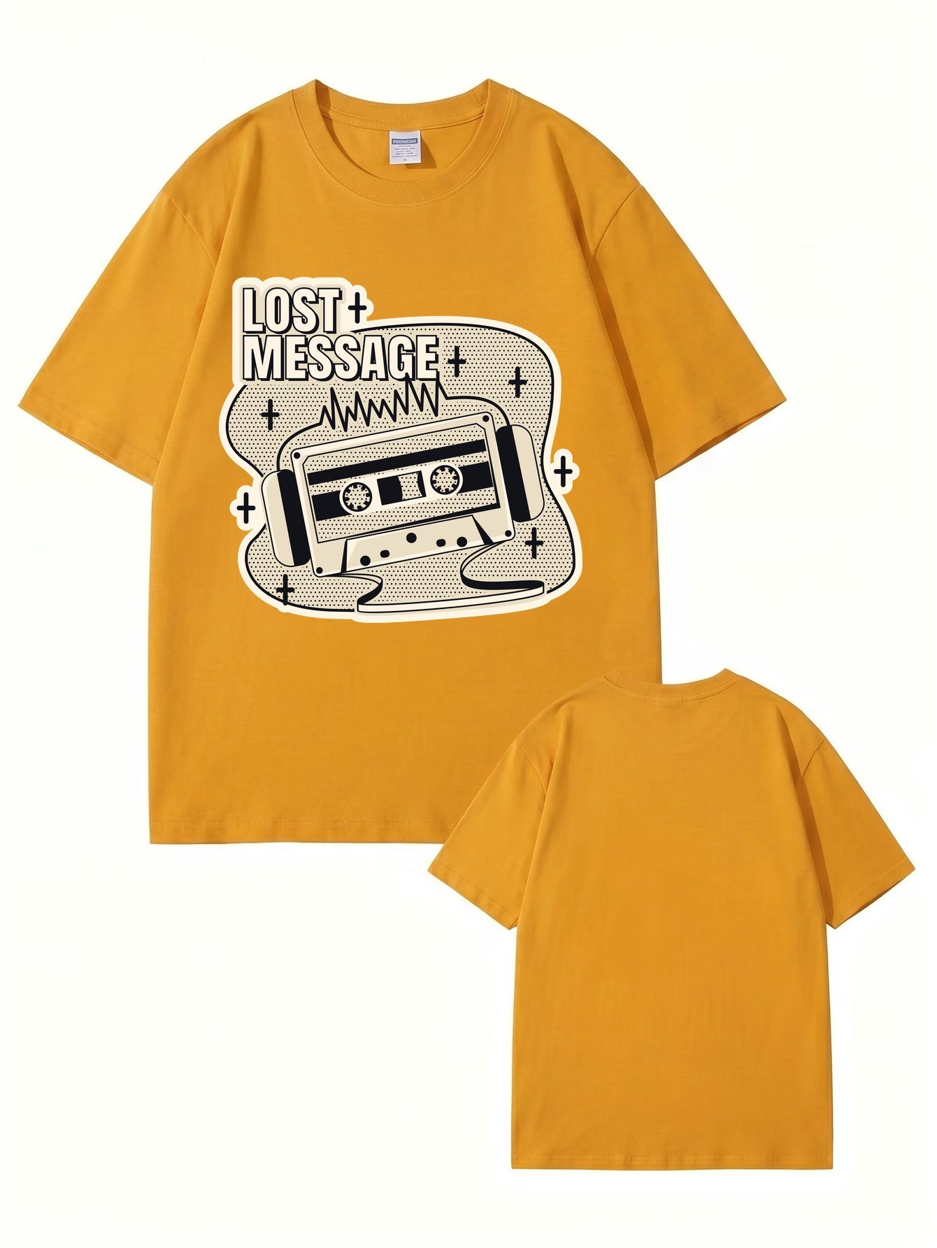 Lost Message Cassette Tape Graphic Print Unisex Oversized Cotton T-Shirt