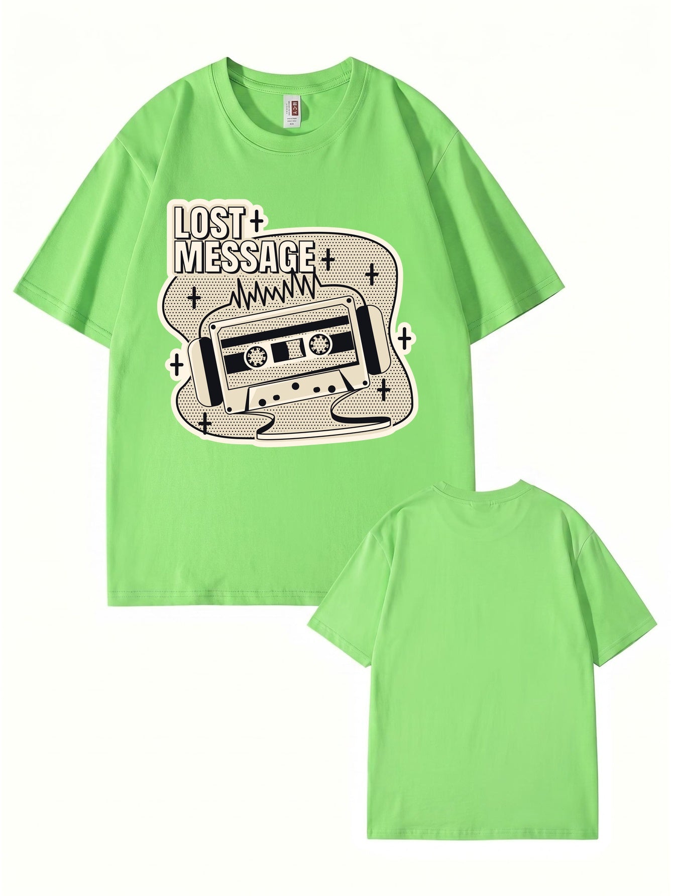 Lost Message Cassette Tape Graphic Print Unisex Oversized Cotton T-Shirt