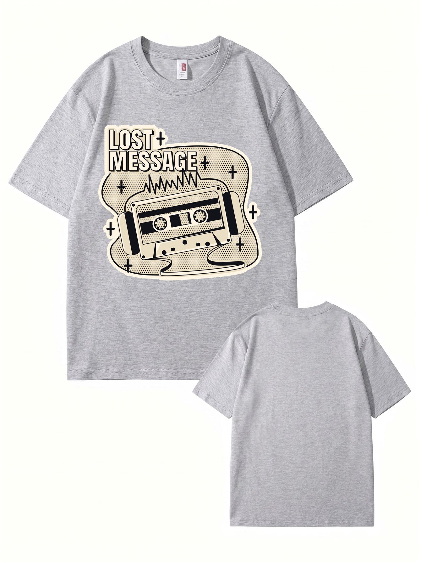 Lost Message Cassette Tape Graphic Print Unisex Oversized Cotton T-Shirt