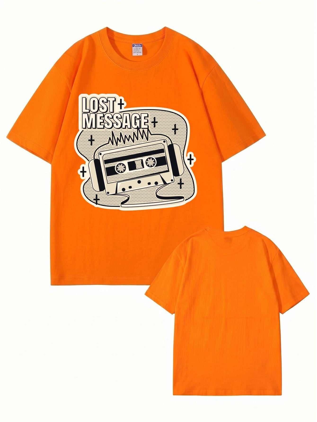 Lost Message Cassette Tape Graphic Print Unisex Oversized Cotton T-Shirt