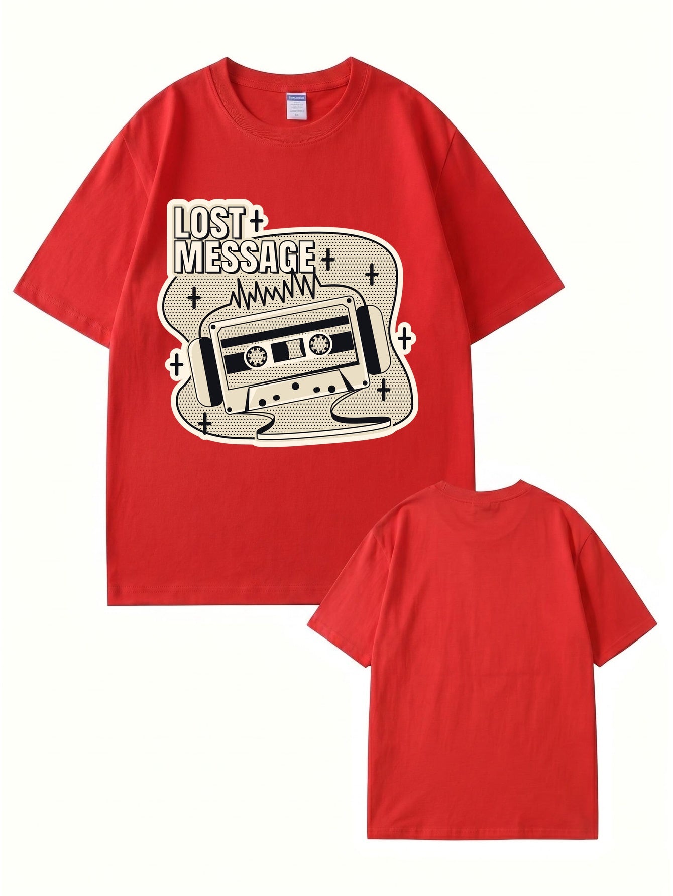Lost Message Cassette Tape Graphic Print Unisex Oversized Cotton T-Shirt