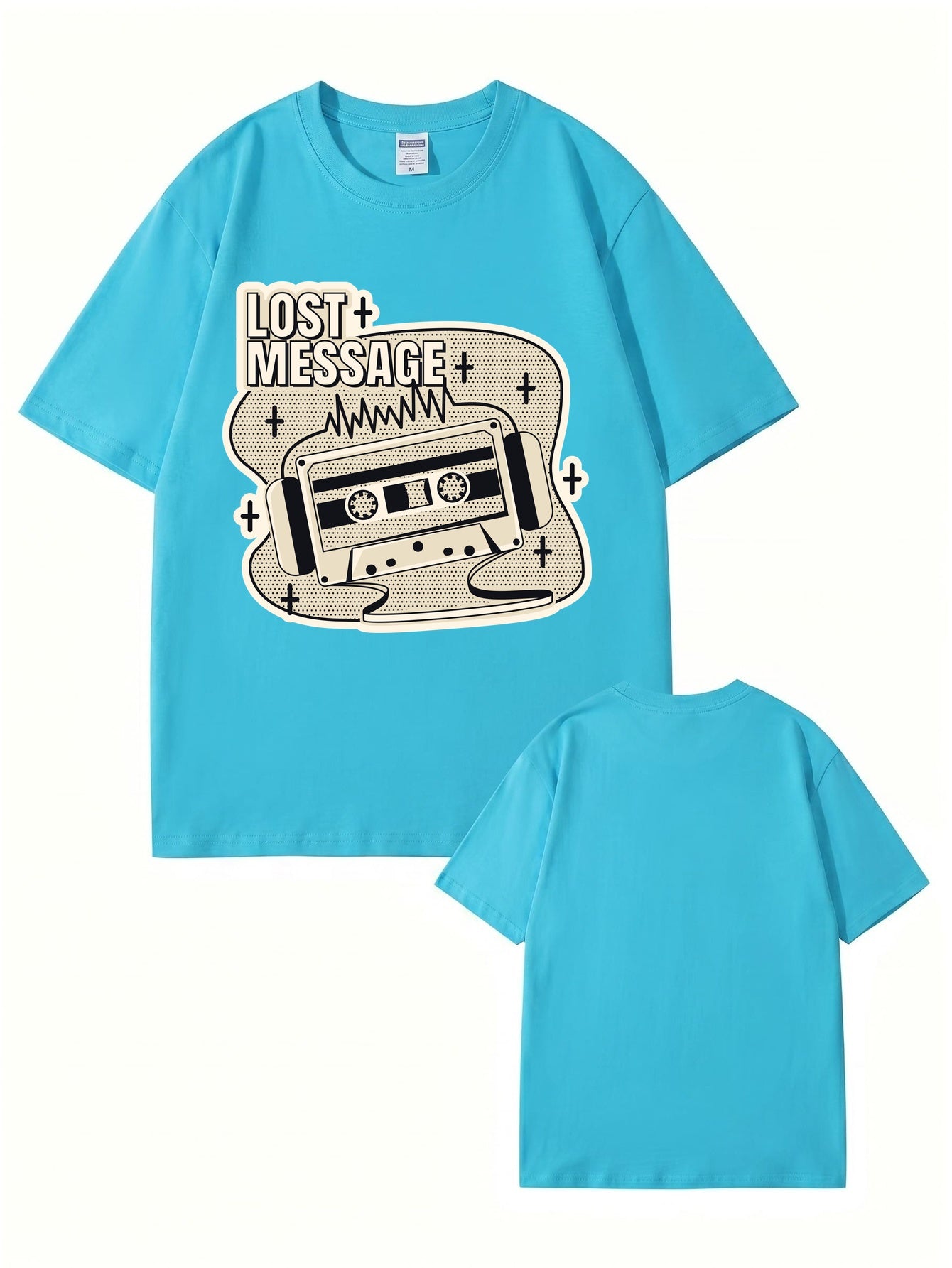 Lost Message Cassette Tape Graphic Print Unisex Oversized Cotton T-Shirt