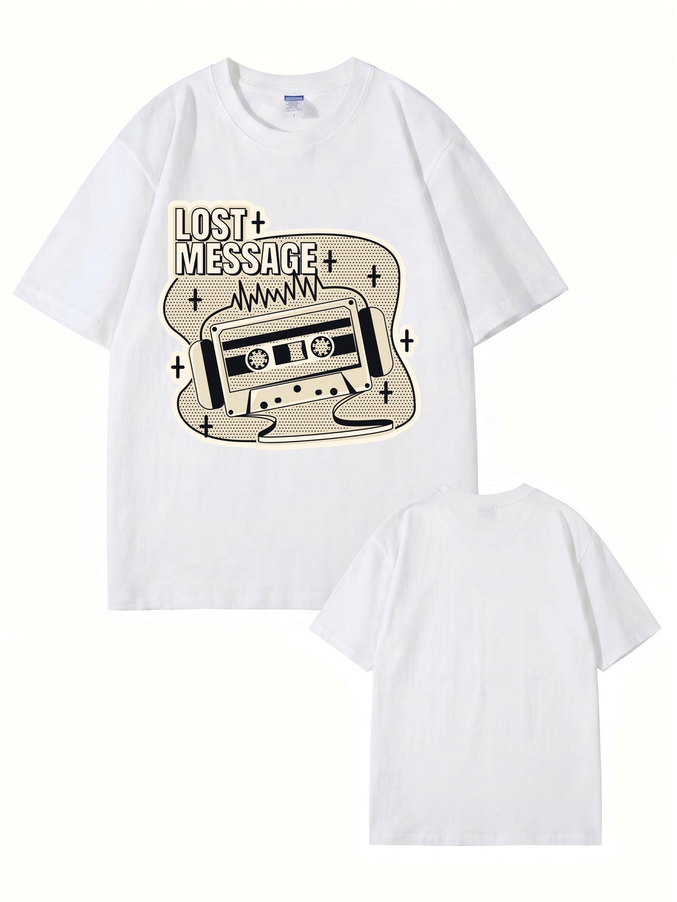 Lost Message Cassette Tape Graphic Print Unisex Oversized Cotton T-Shirt
