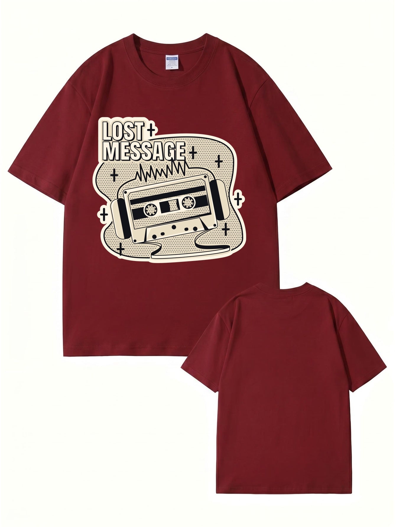 Lost Message Cassette Tape Graphic Print Unisex Oversized Cotton T-Shirt
