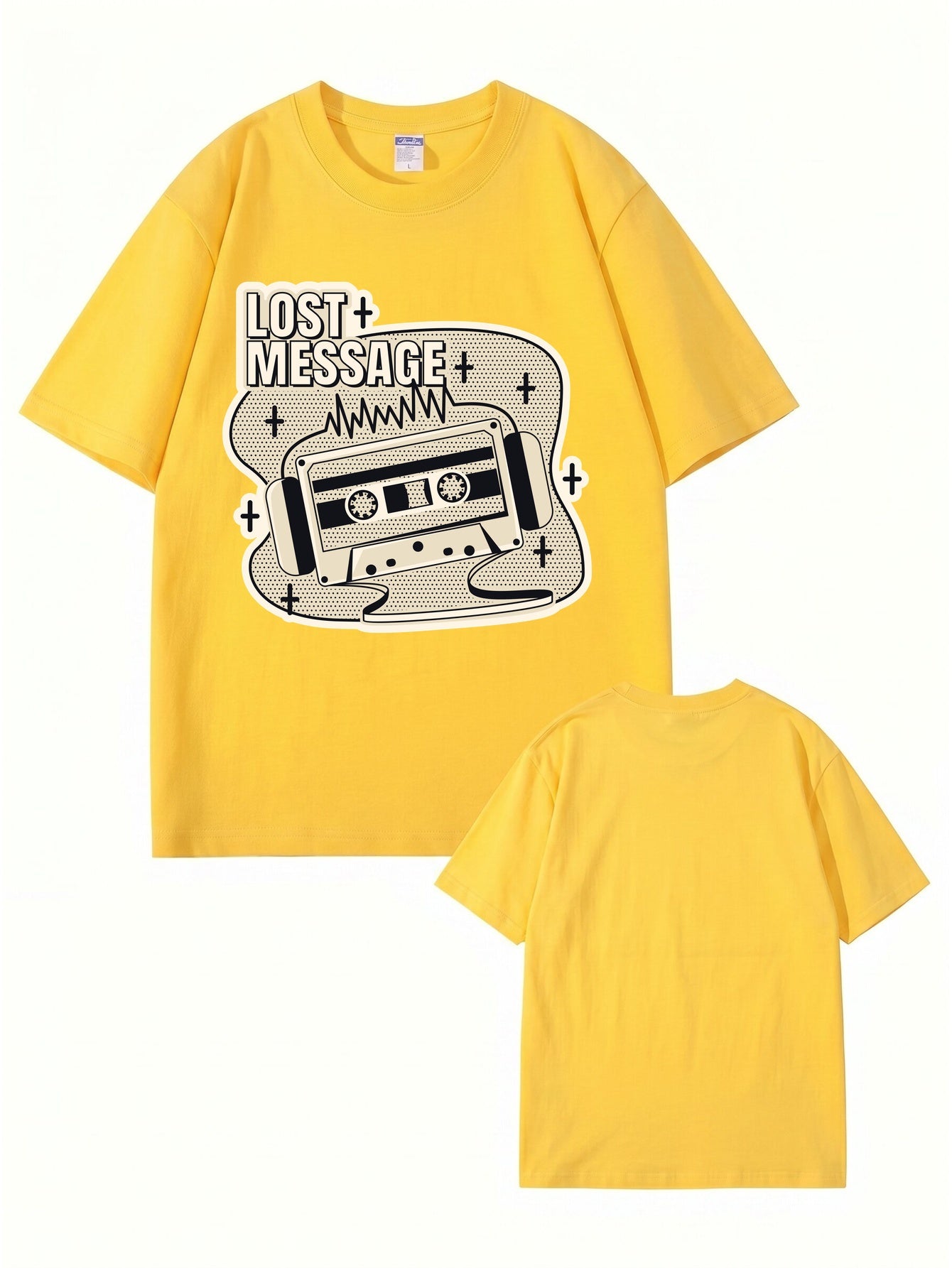 Lost Message Cassette Tape Graphic Print Unisex Oversized Cotton T-Shirt