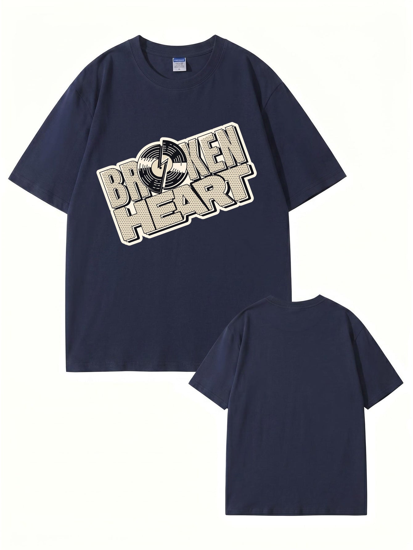 Broken Heart Vinyl Record Graphic Print Streetwear T-Shirt