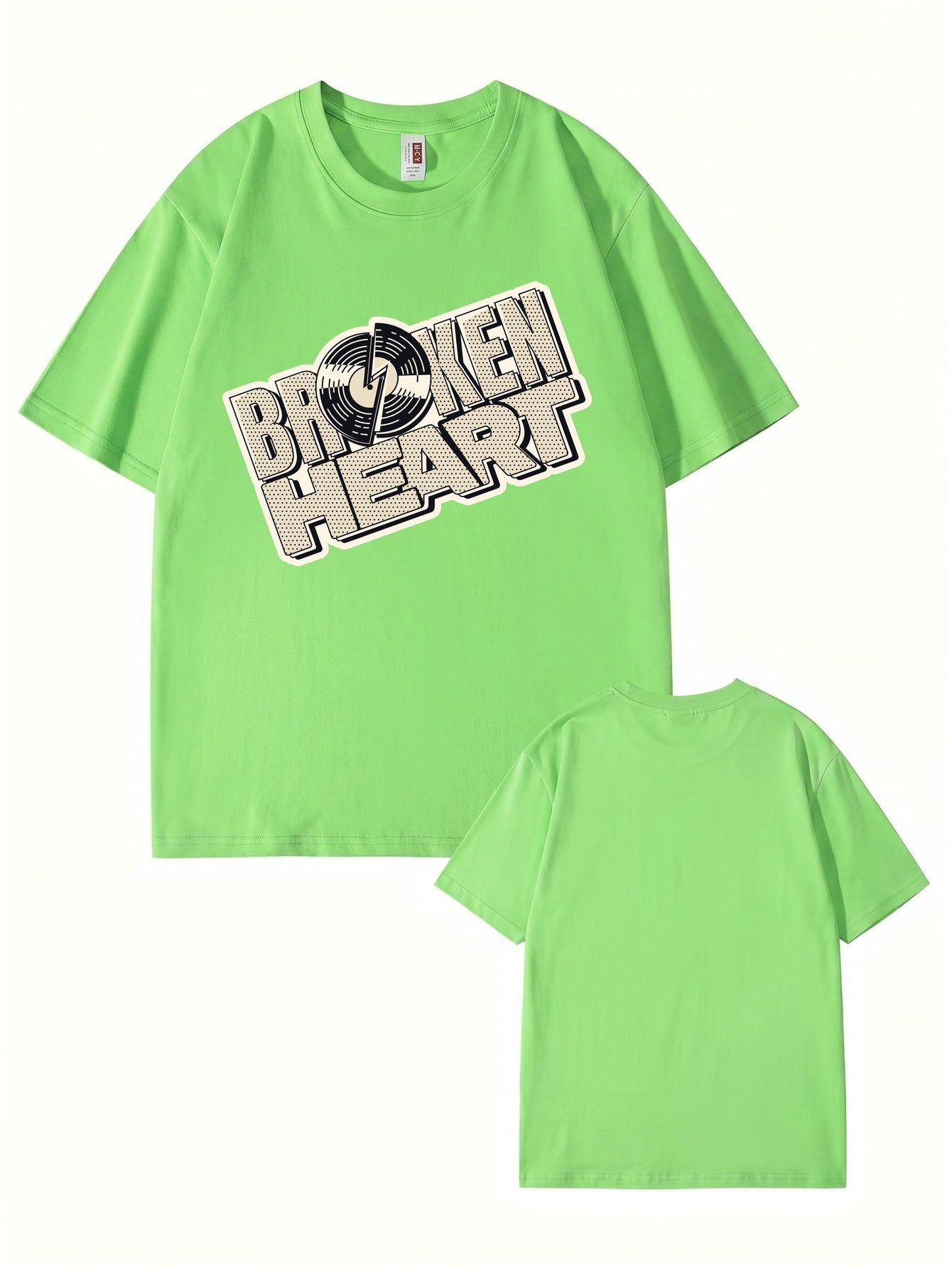 Broken Heart Vinyl Record Graphic Print Streetwear T-Shirt