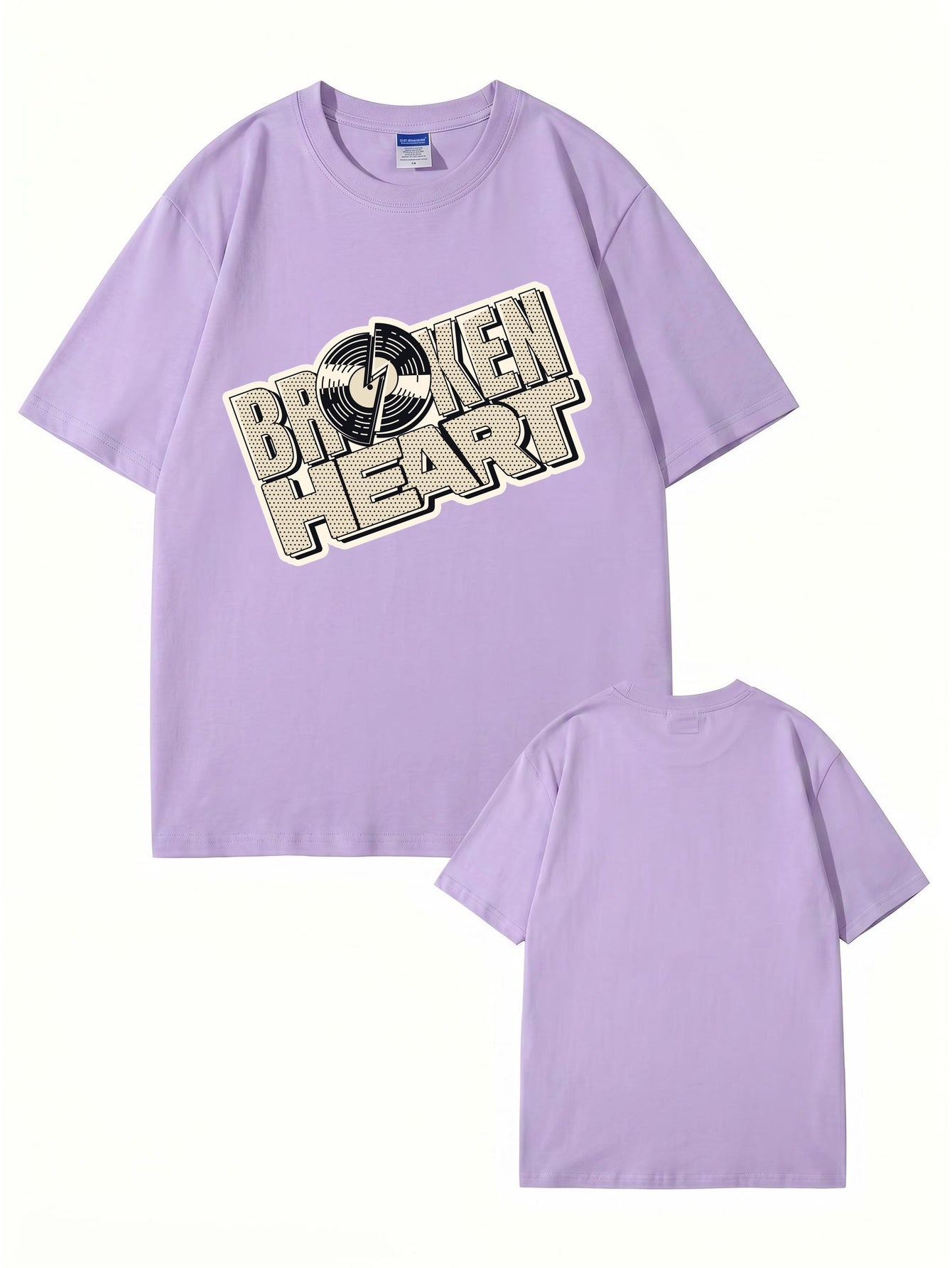 Broken Heart Vinyl Record Graphic Print Streetwear T-Shirt